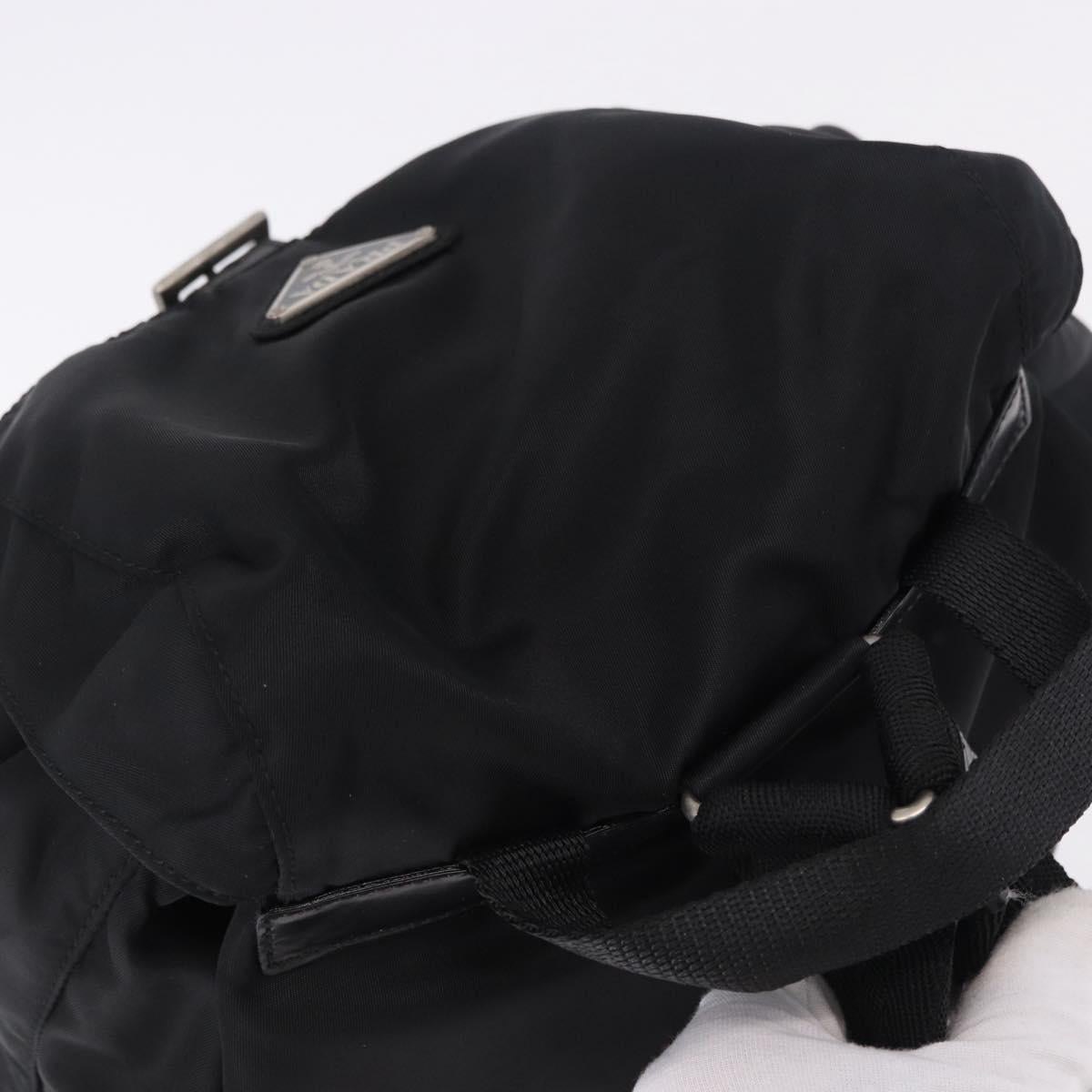PRADA Backpack Nylon Black Silver Auth 195451A
