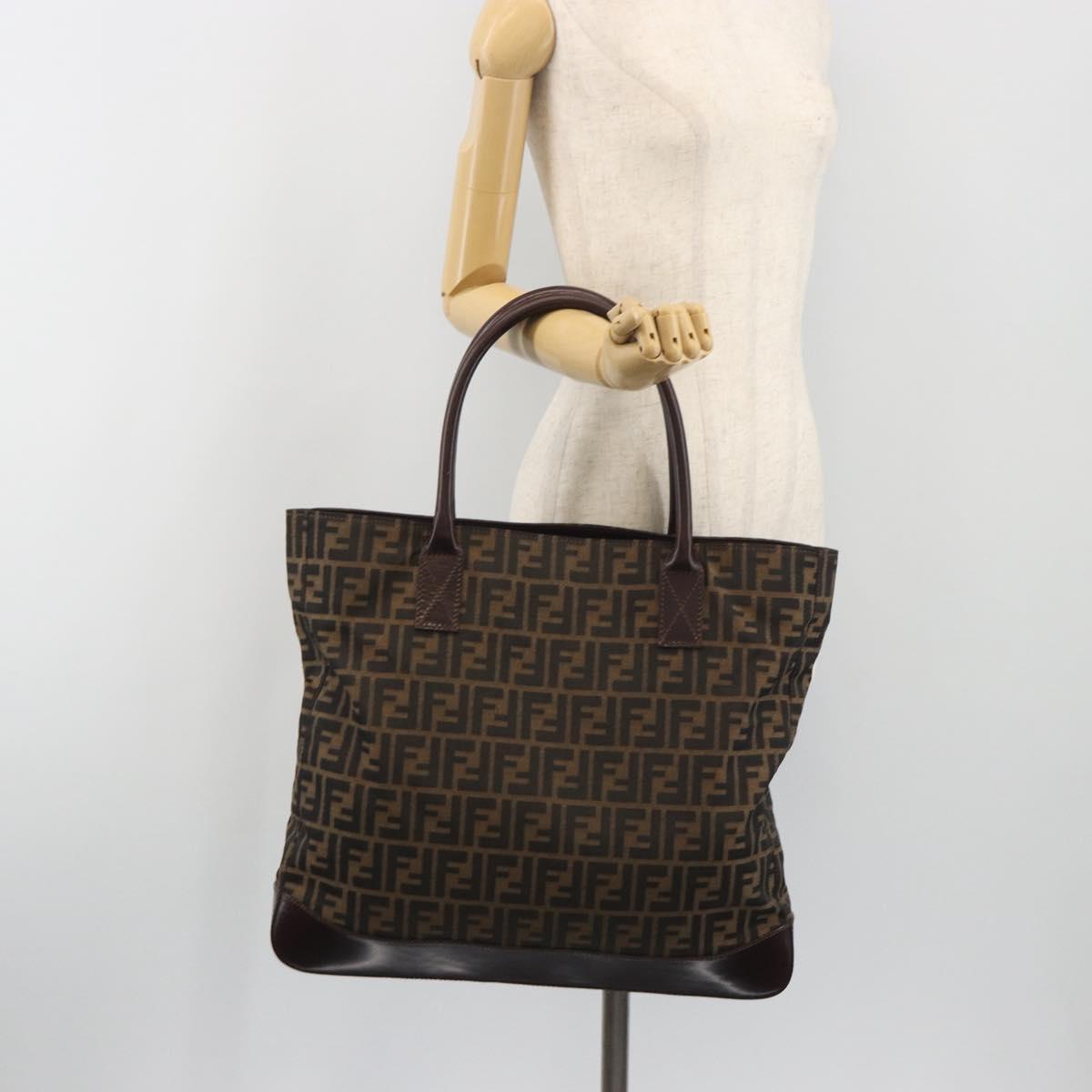 FENDI Zucca Canvas Tote Bag Brown Auth 195452V