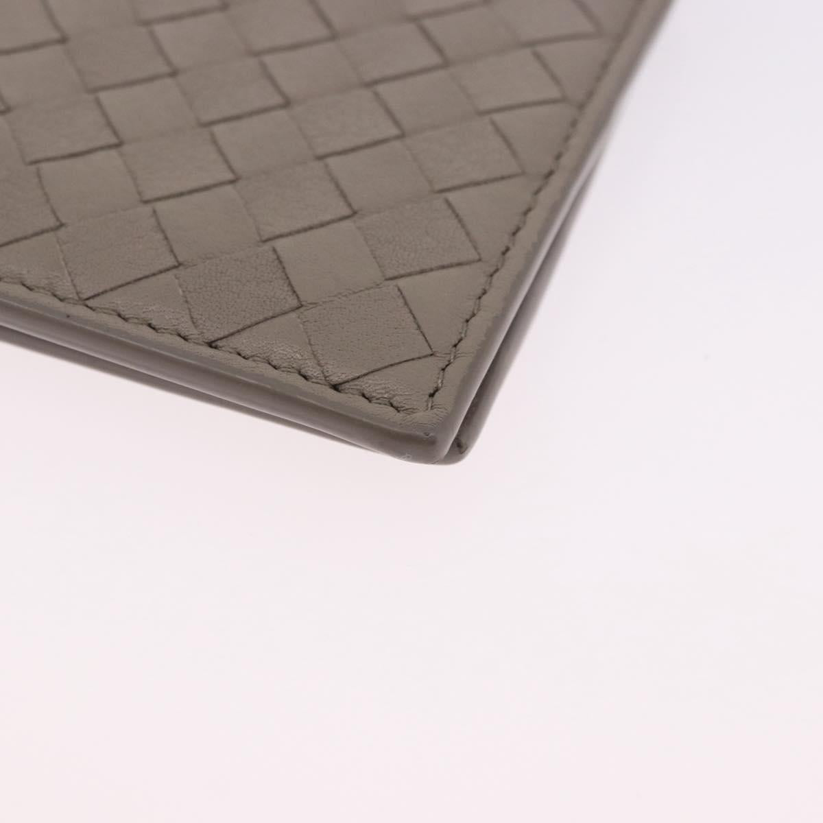 BOTTEGA VENETA INTRECCIATO Wallet Leather Gray Auth 195454A