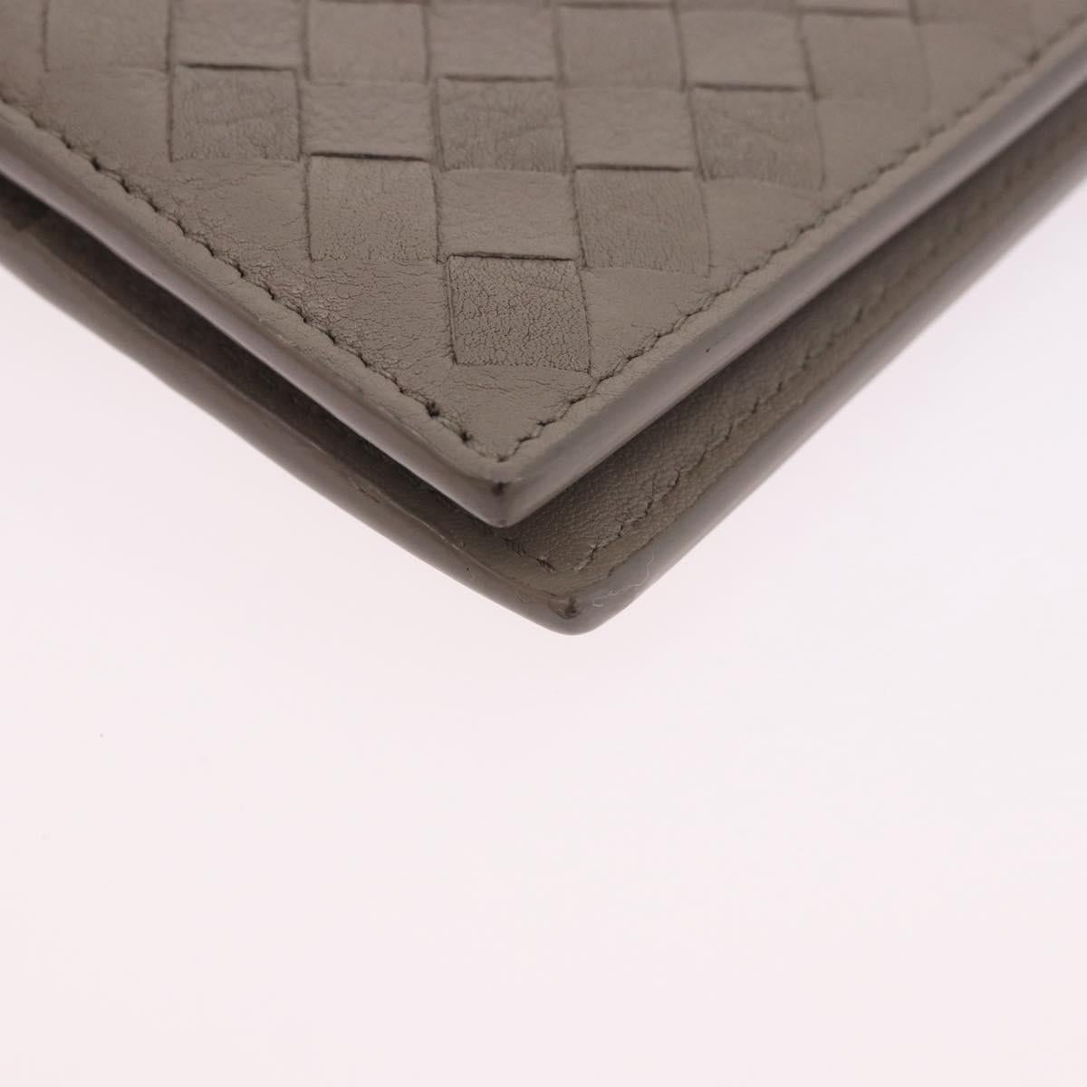 BOTTEGA VENETA INTRECCIATO Wallet Leather Gray Auth 195454A