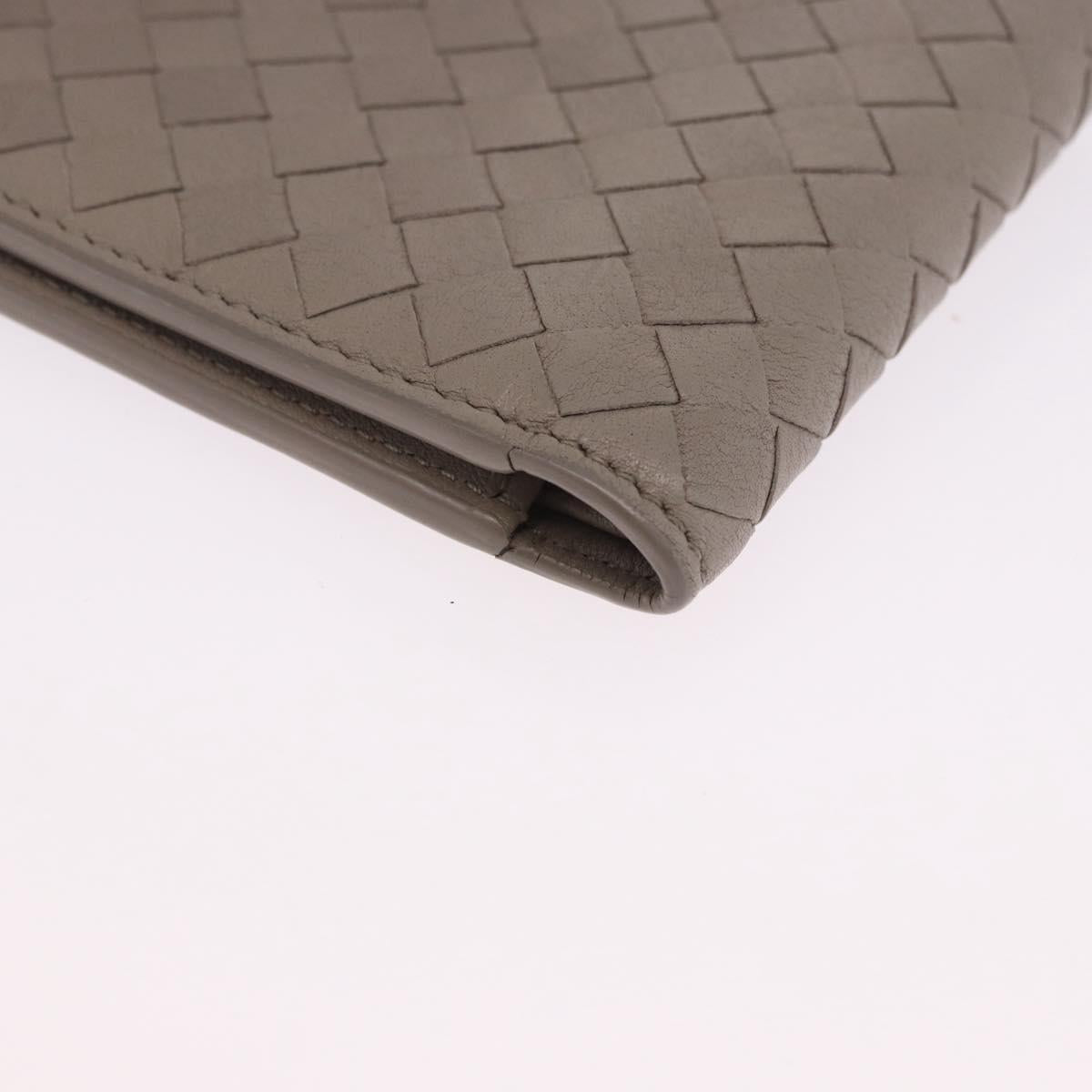 BOTTEGA VENETA INTRECCIATO Wallet Leather Gray Auth 195454A