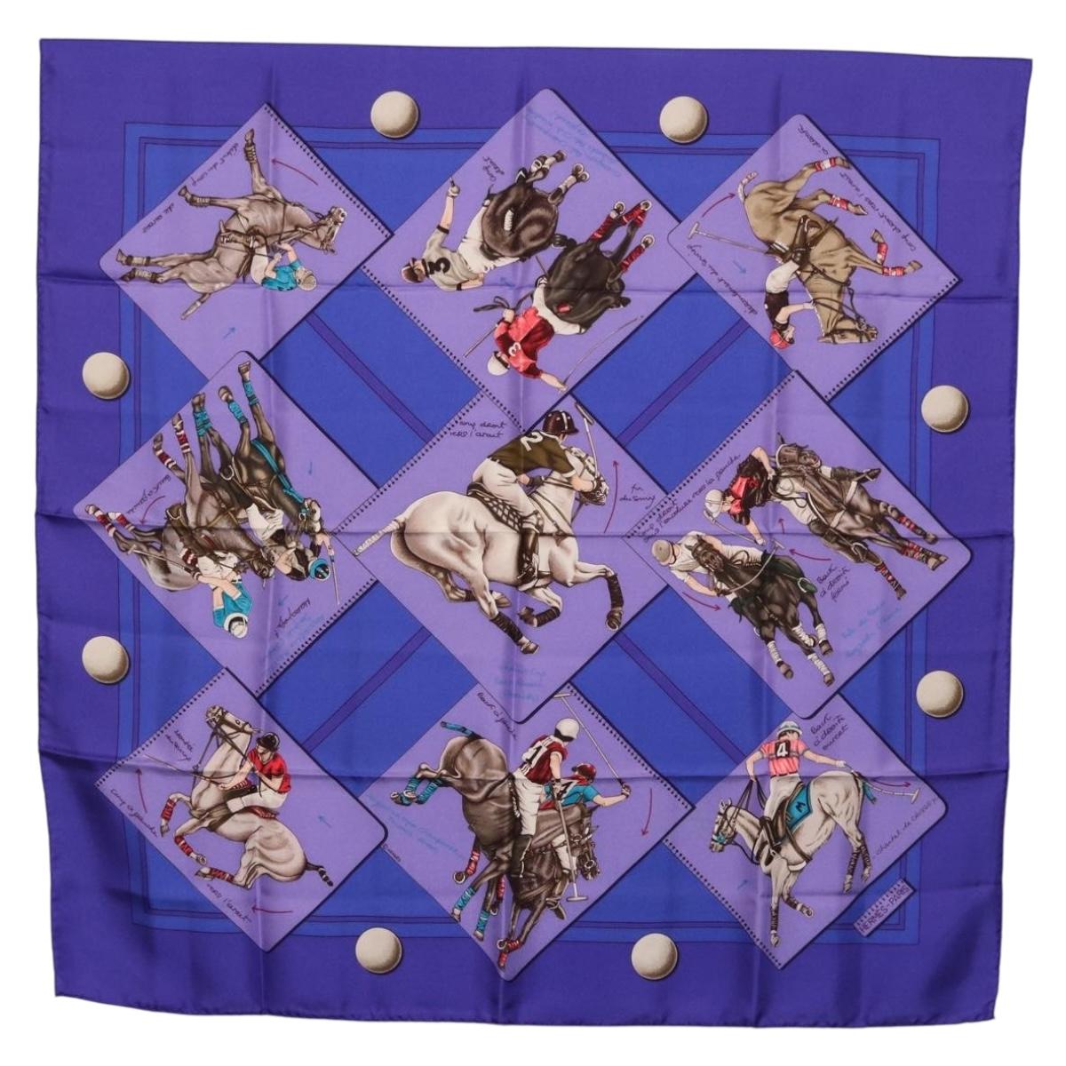 HERMES Carre 90 Scarf Silk Purple Auth 195459M