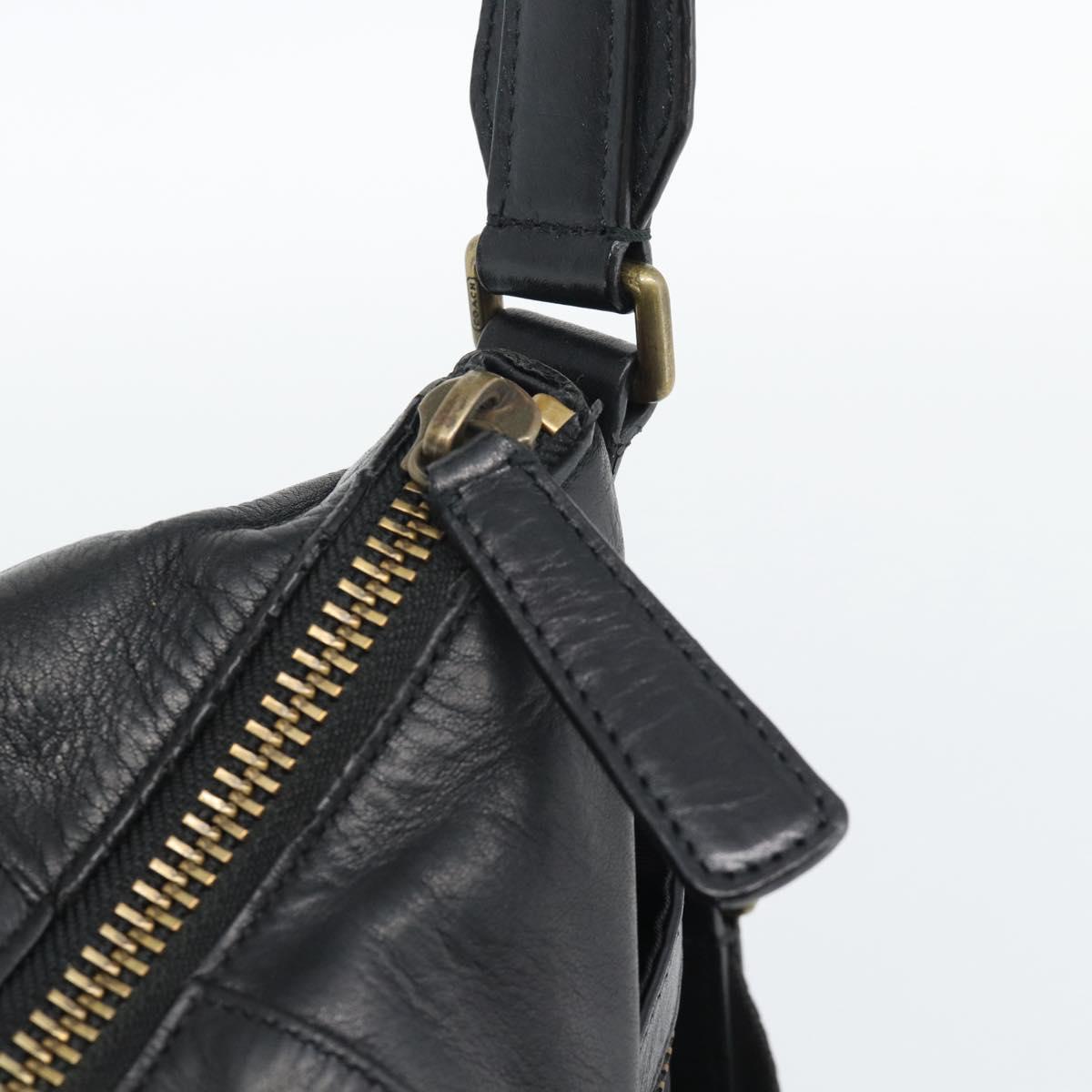 Coach Shoulder Bag Leather 2way Black Gold Tone Auth 195478A