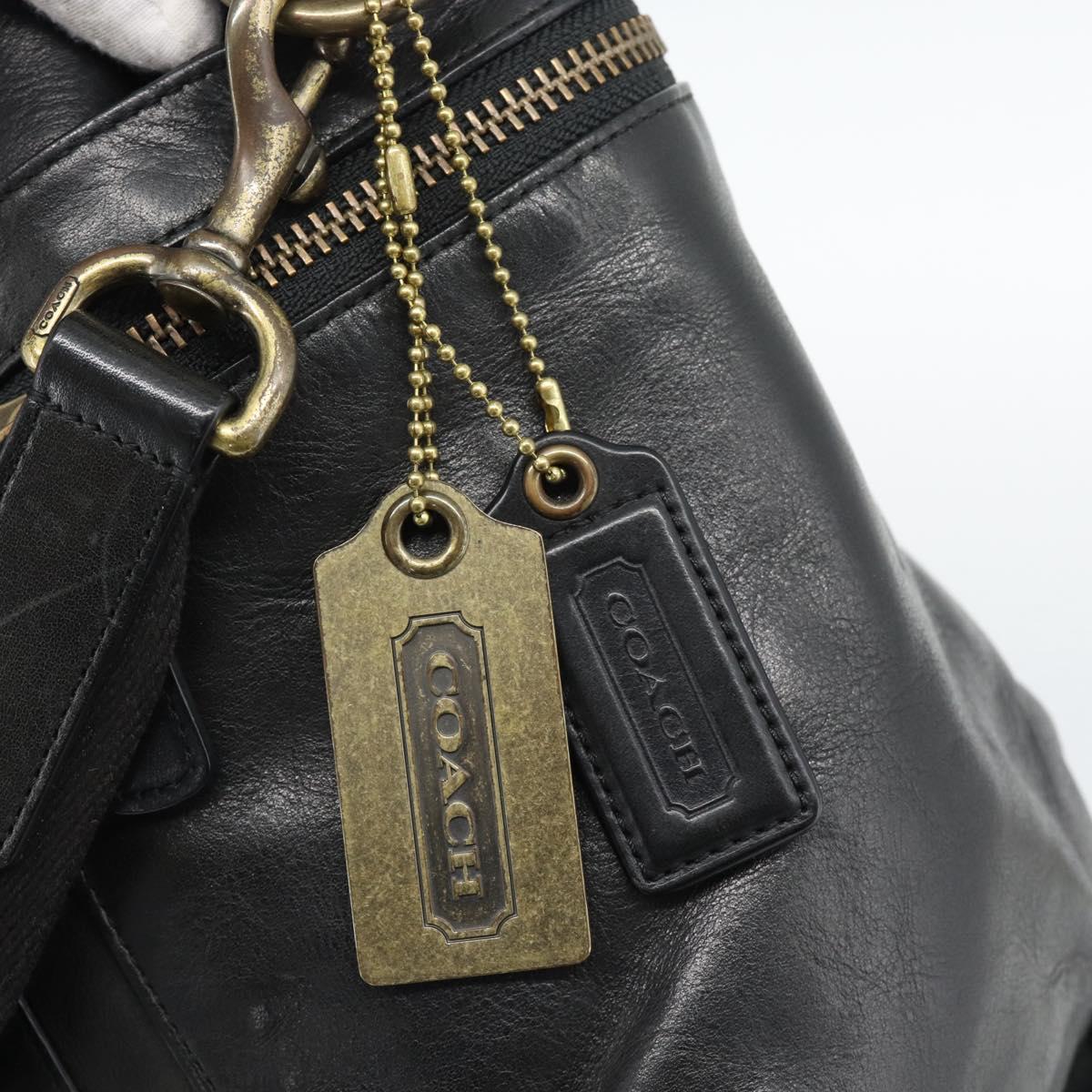 Coach Shoulder Bag Leather 2way Black Gold Tone Auth 195478A