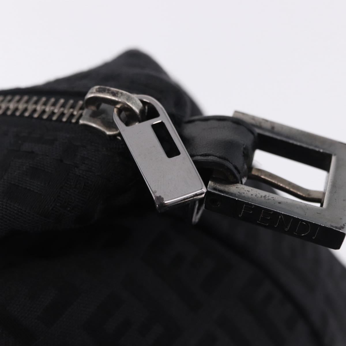 FENDI Zucchino Canvas Pouch Black Silver 7N0010 Auth 195479