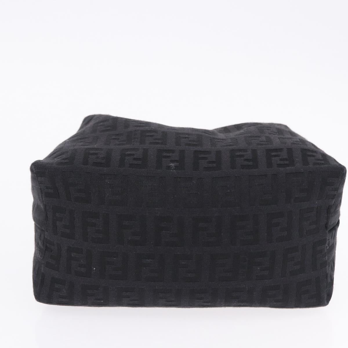 FENDI Zucchino Canvas Pouch Black Silver 7N0010 Auth 195479