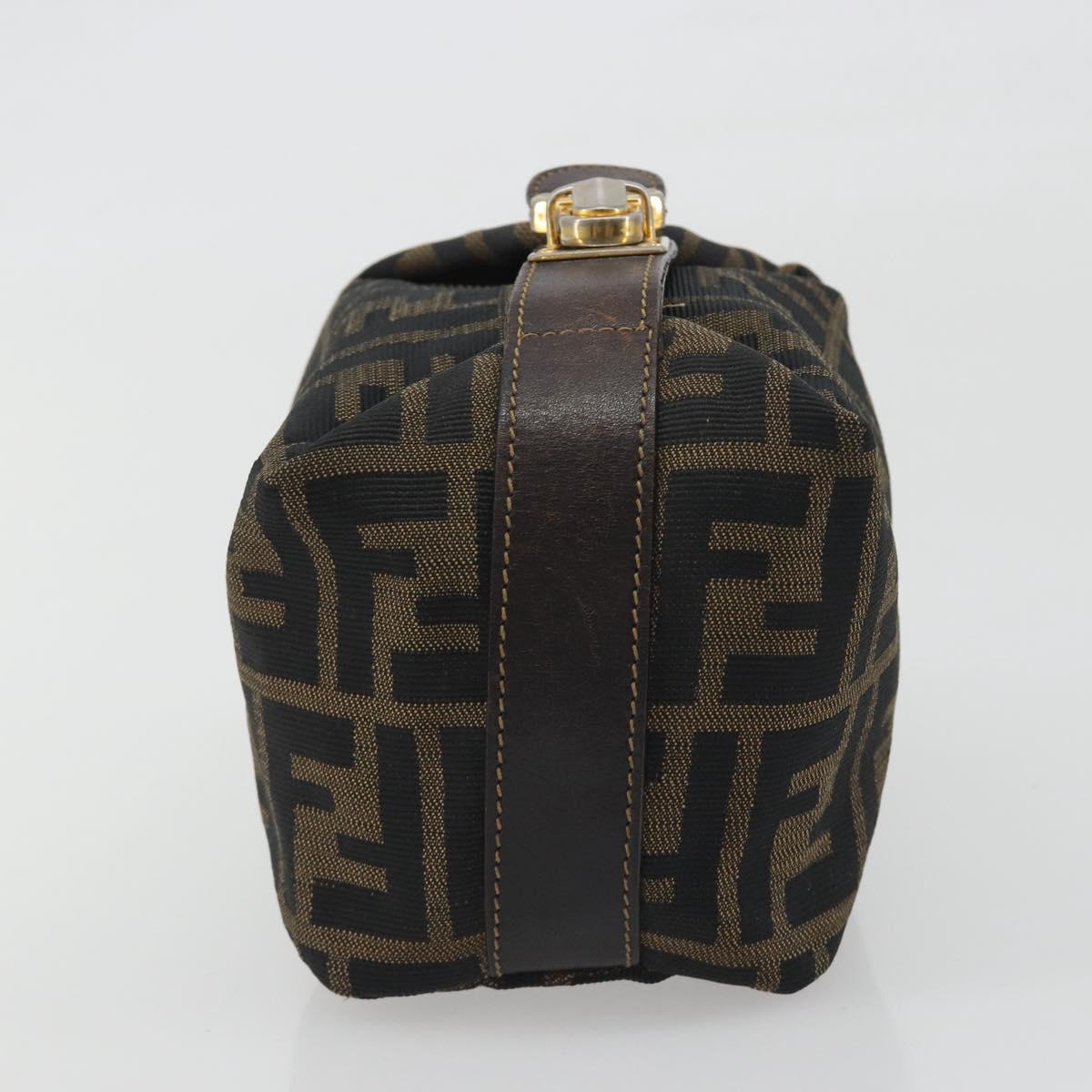 FENDI Zucca Canvas Pouch Brown Gold Tone Auth 195480