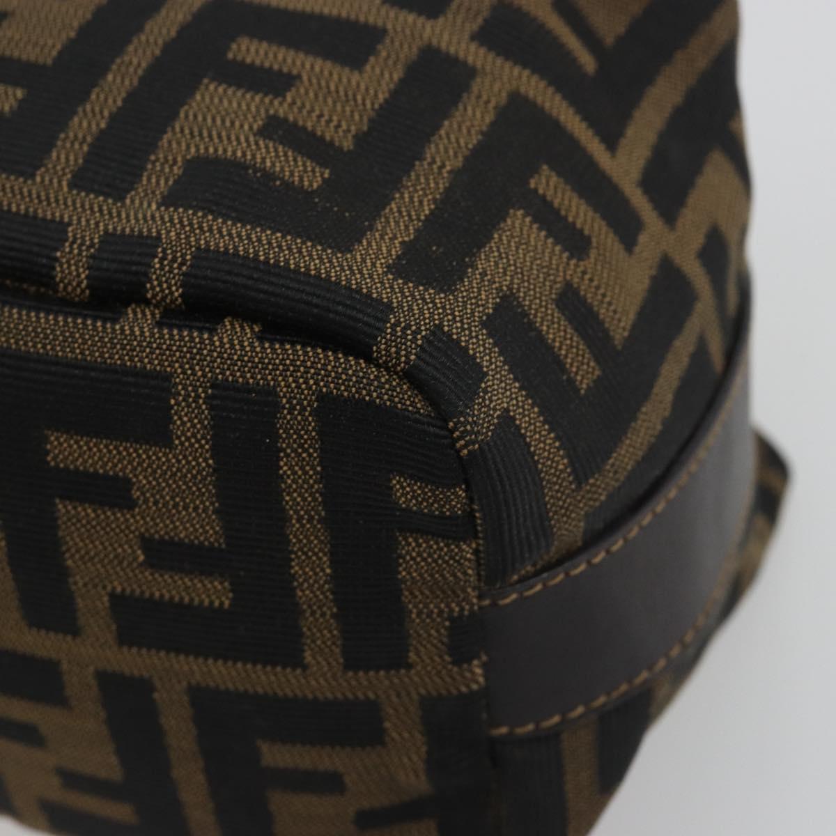 FENDI Zucca Canvas Pouch Brown Gold Tone Auth 195480
