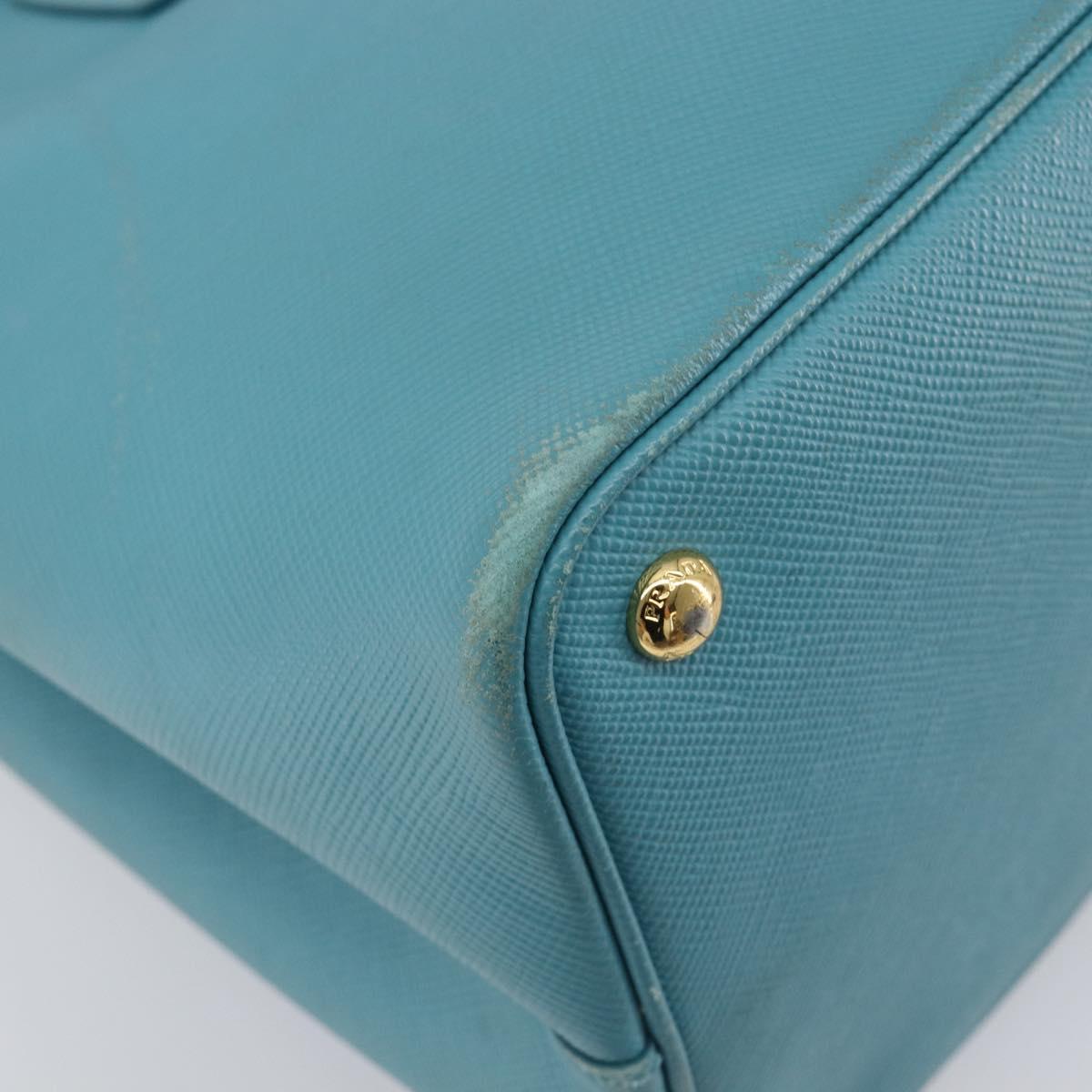PRADA Tote Bag Saffiano leather 2way Light Blue Gold Auth 195486A