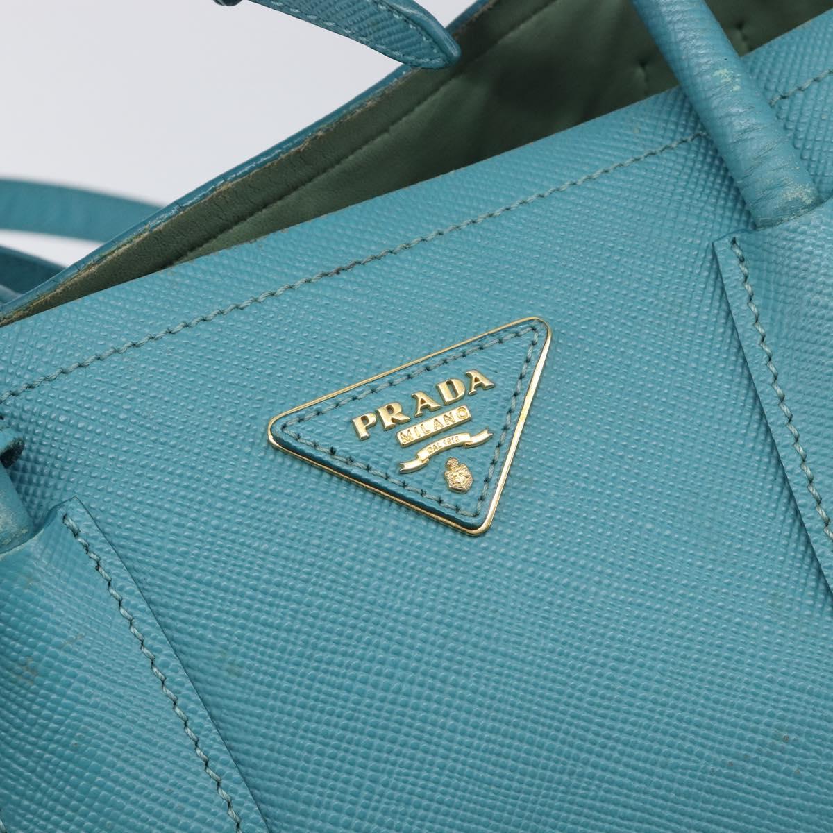 PRADA Tote Bag Saffiano leather 2way Light Blue Gold Auth 195486A