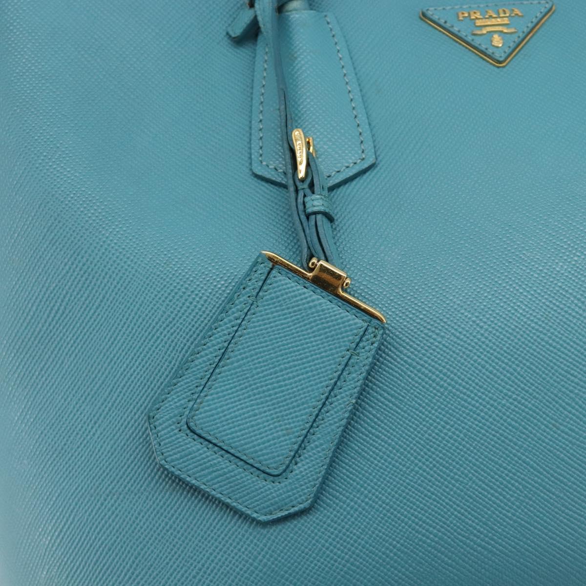 PRADA Tote Bag Saffiano leather 2way Light Blue Gold Auth 195486A