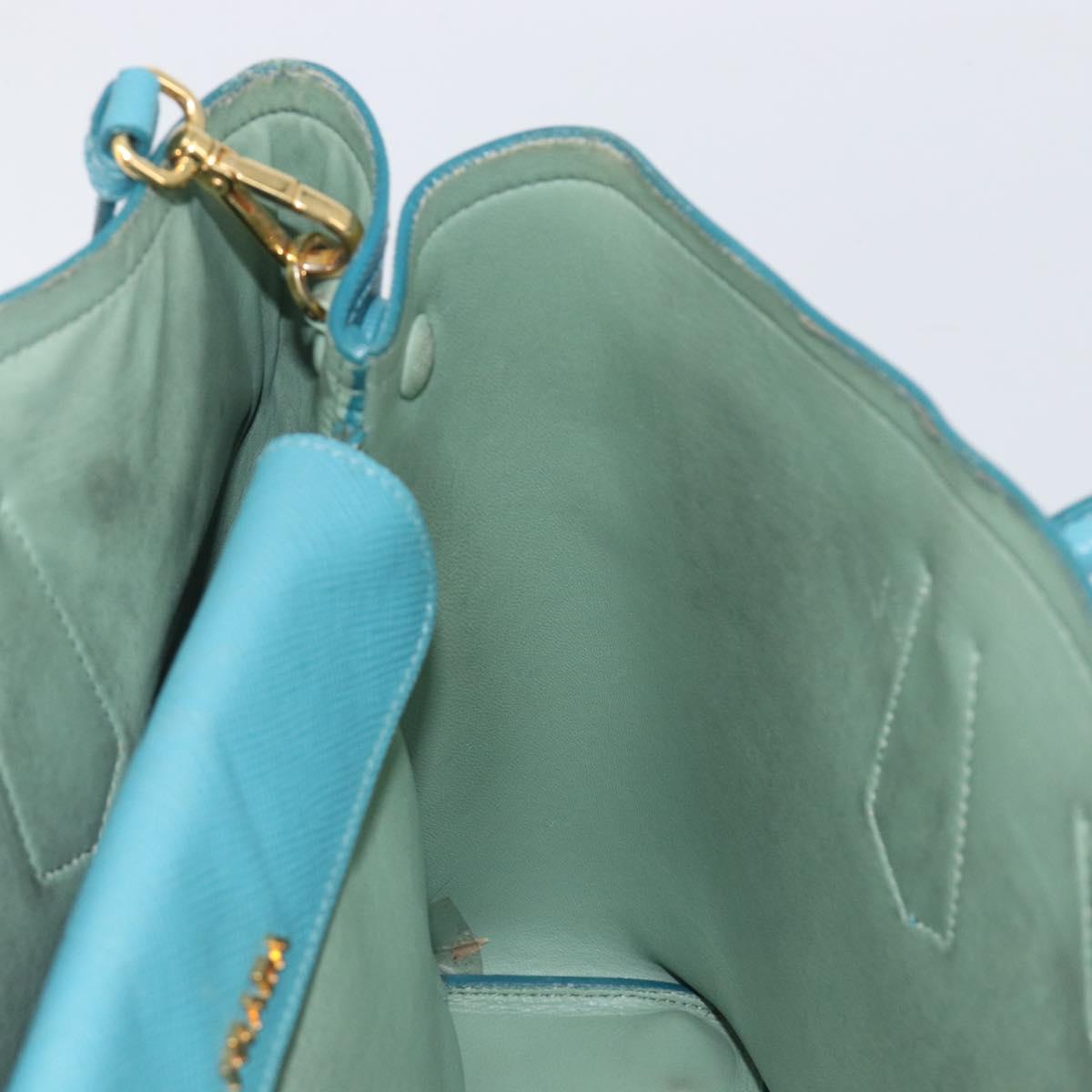 PRADA Tote Bag Saffiano leather 2way Light Blue Gold Auth 195486A