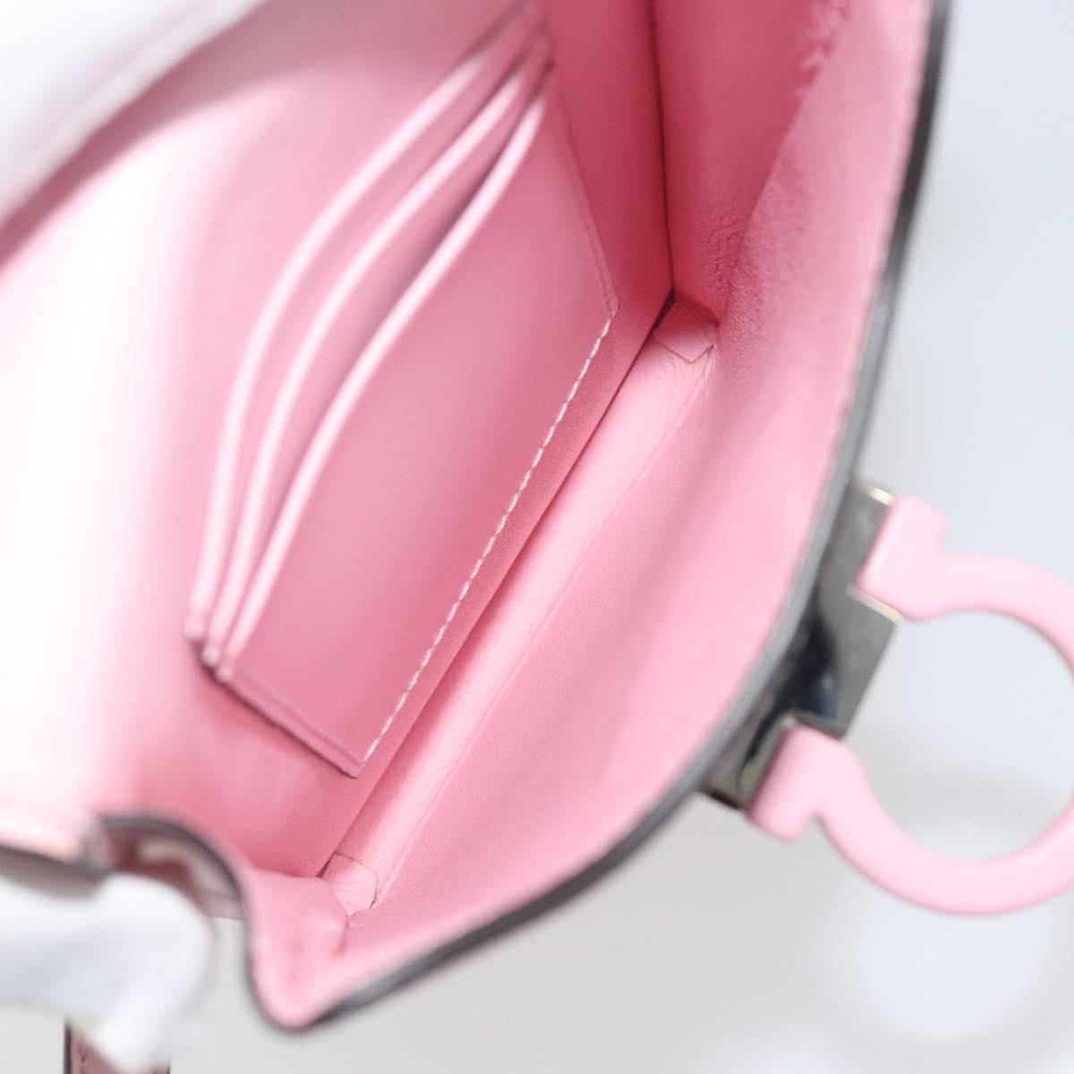 Salvatore Ferragamo Gancini Shoulder Bag Leather Pink Silver Auth 195490A