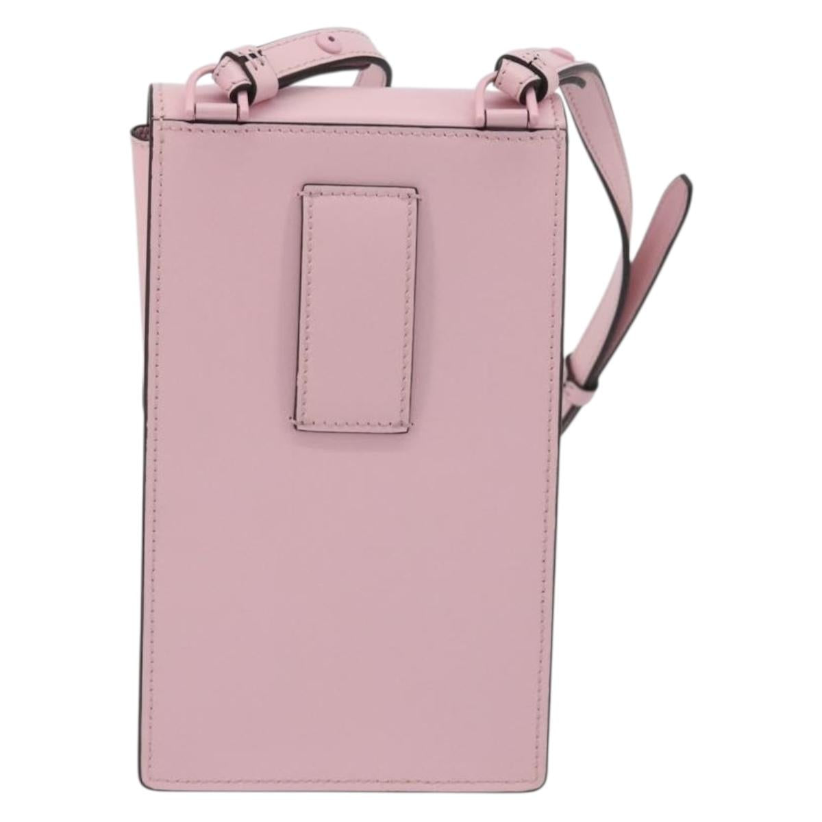Salvatore Ferragamo Gancini Shoulder Bag Leather Pink Silver Auth 195490A