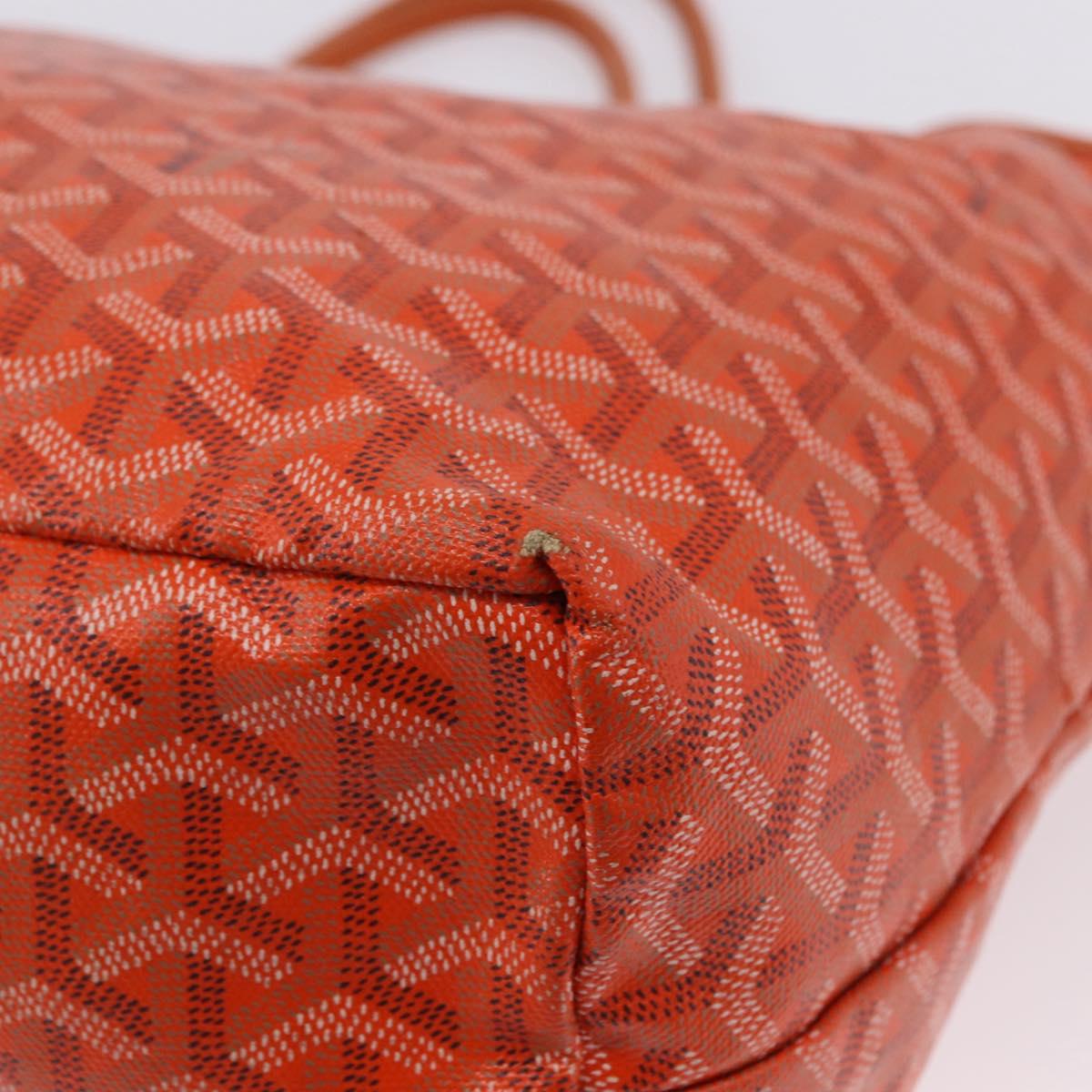 GOYARD Herringbone Saint Louis PM Tote Bag PVC Leather Orange Auth 195491