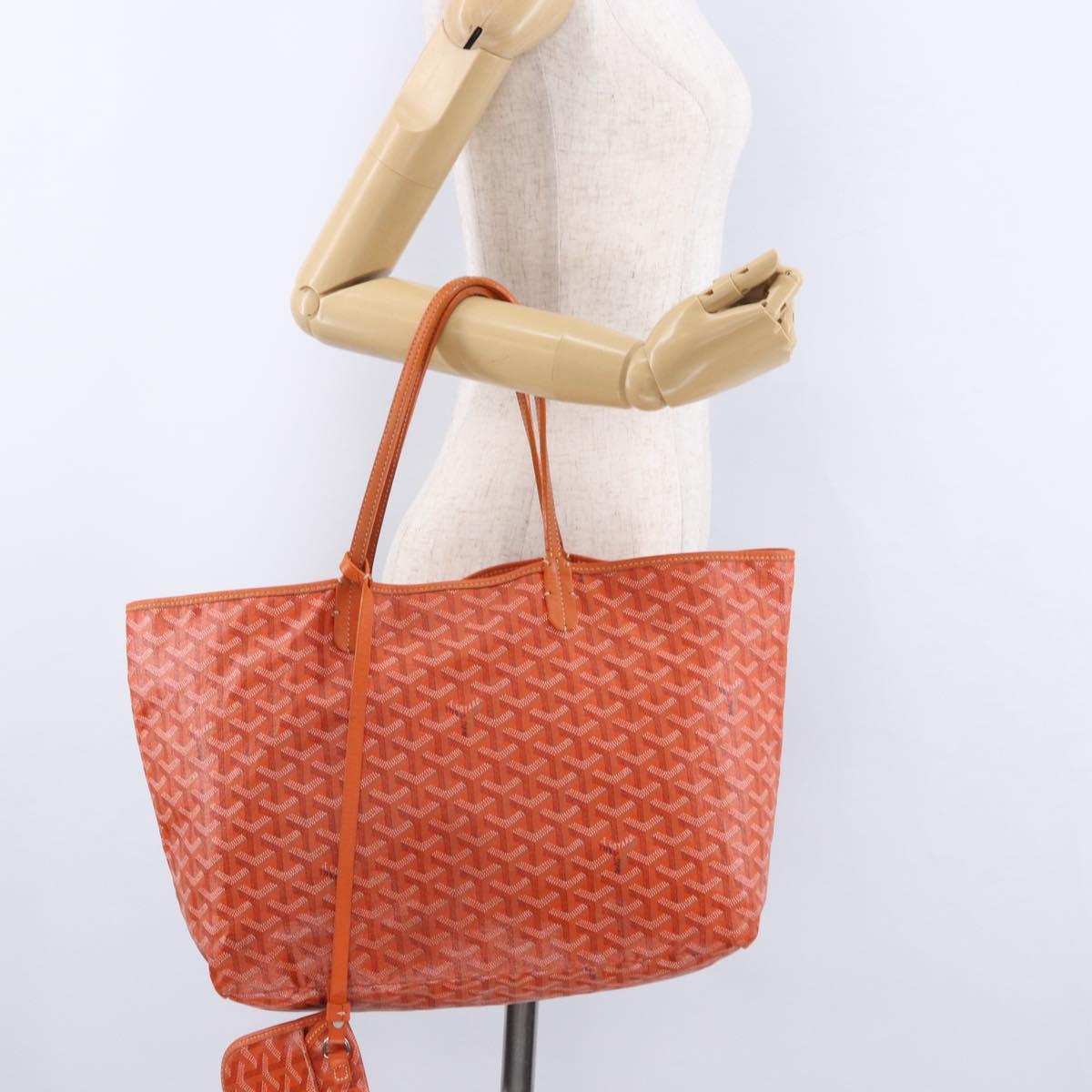 GOYARD Herringbone Saint Louis PM Tote Bag PVC Leather Orange Auth 195491