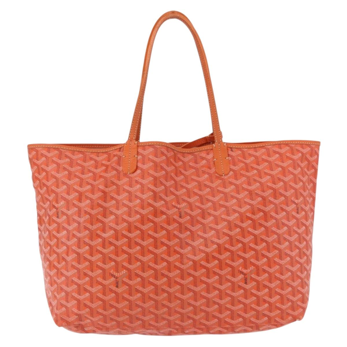 GOYARD Herringbone Saint Louis PM Tote Bag PVC Leather Orange Auth 195491