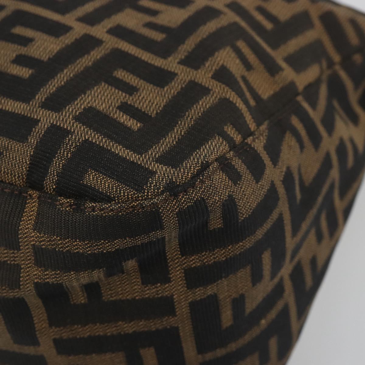 FENDI Zucca Canvas Mamma Baguette Shoulder Bag Brown Silver Auth 195494V