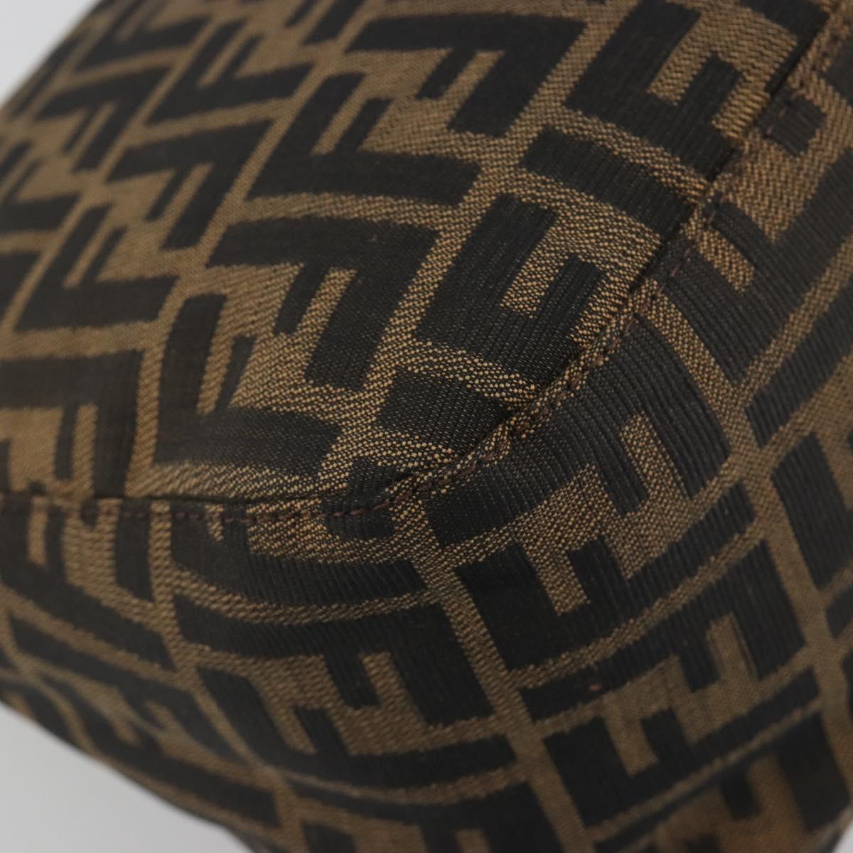 FENDI Zucca Canvas Mamma Baguette Shoulder Bag Brown Silver Auth 195494V