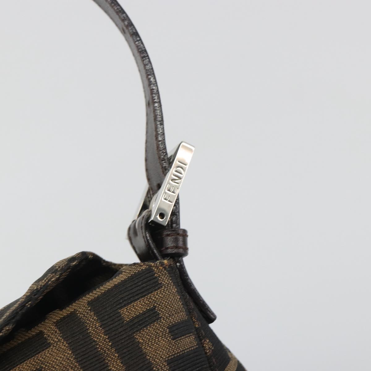 FENDI Zucca Canvas Mamma Baguette Shoulder Bag Brown Silver Auth 195494V