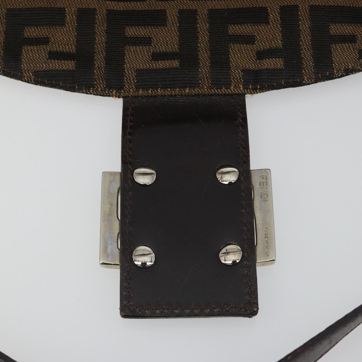 FENDI Zucca Canvas Mamma Baguette Shoulder Bag Brown Silver Auth 195494V