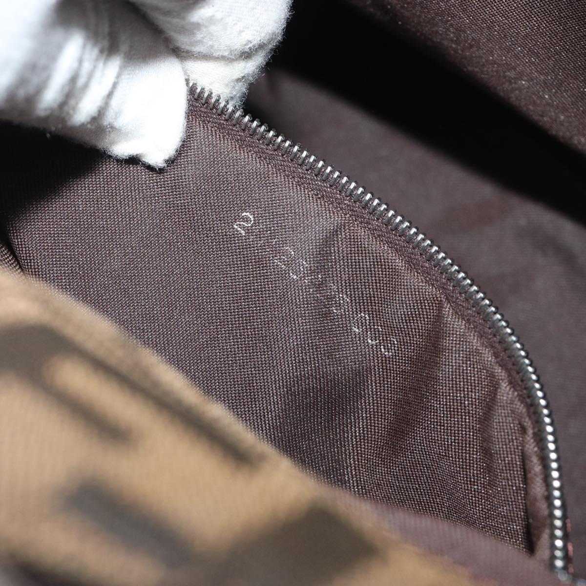 FENDI Zucca Canvas Mamma Baguette Shoulder Bag Brown Silver Auth 195494V