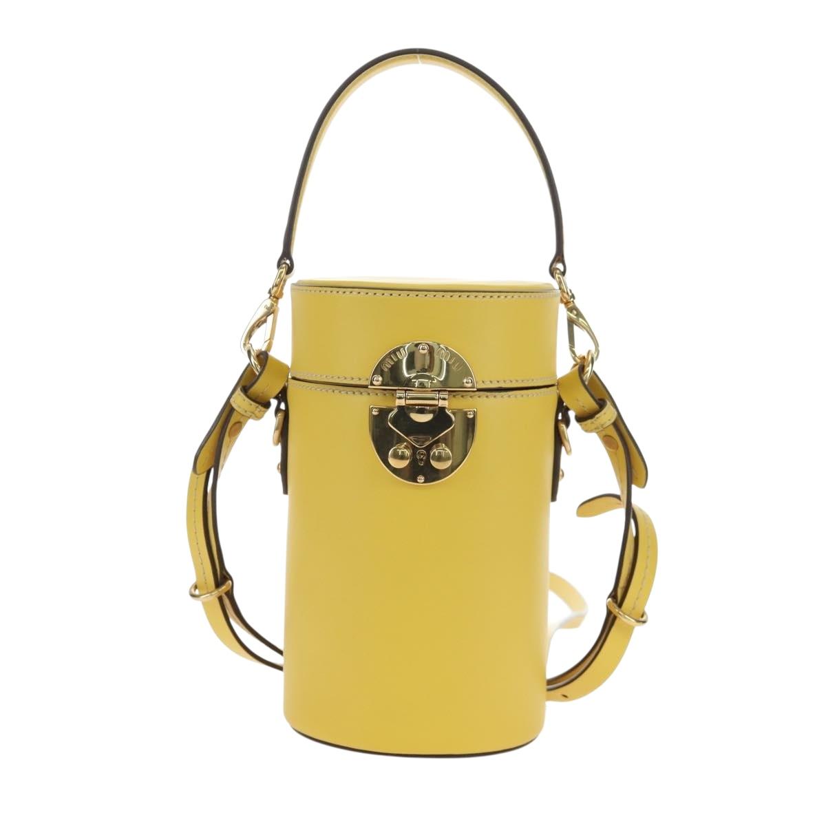 Miu Miu Hand Bag Leather 2way Yellow Gold Auth 195501V