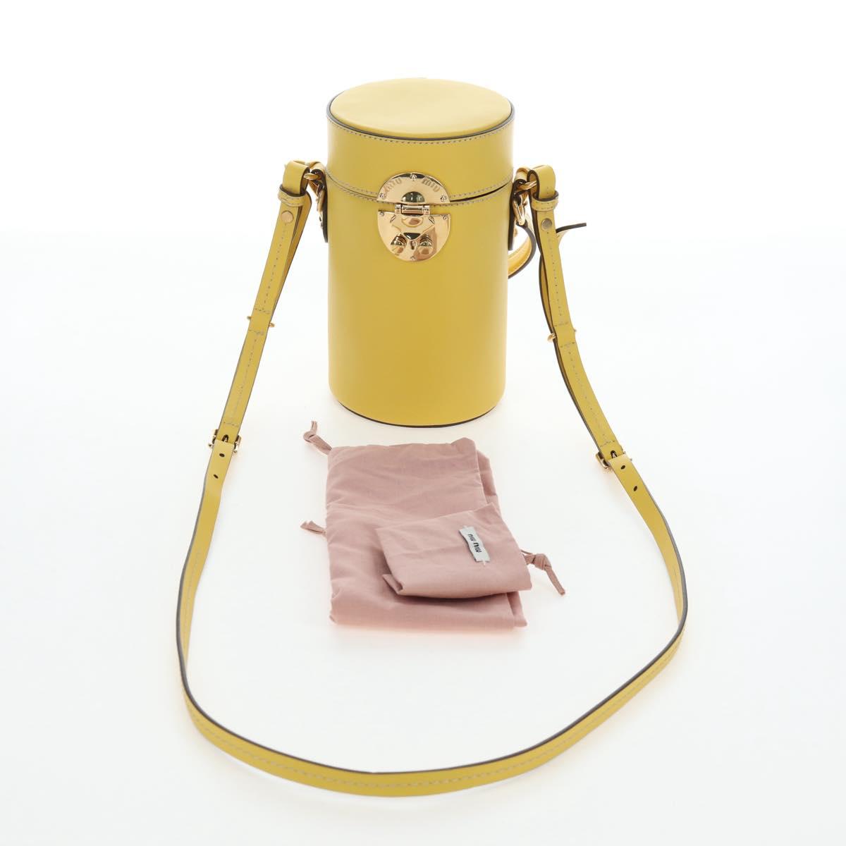 Miu Miu Hand Bag Leather 2way Yellow Gold Auth 195501V