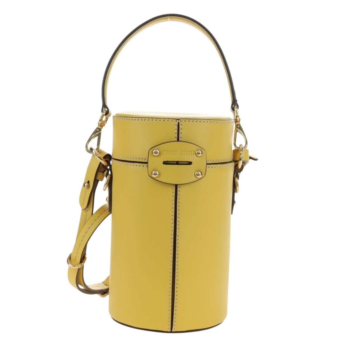 Miu Miu Hand Bag Leather 2way Yellow Gold Auth 195501V