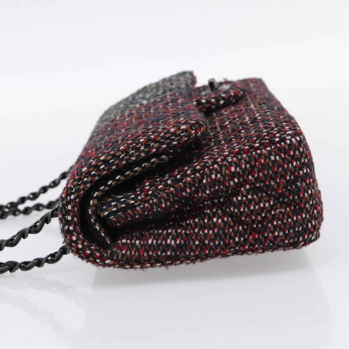 CHANEL Chain Matelasse25 Shoulder Bag Tweed Multicolor CC Auth 195503SAM