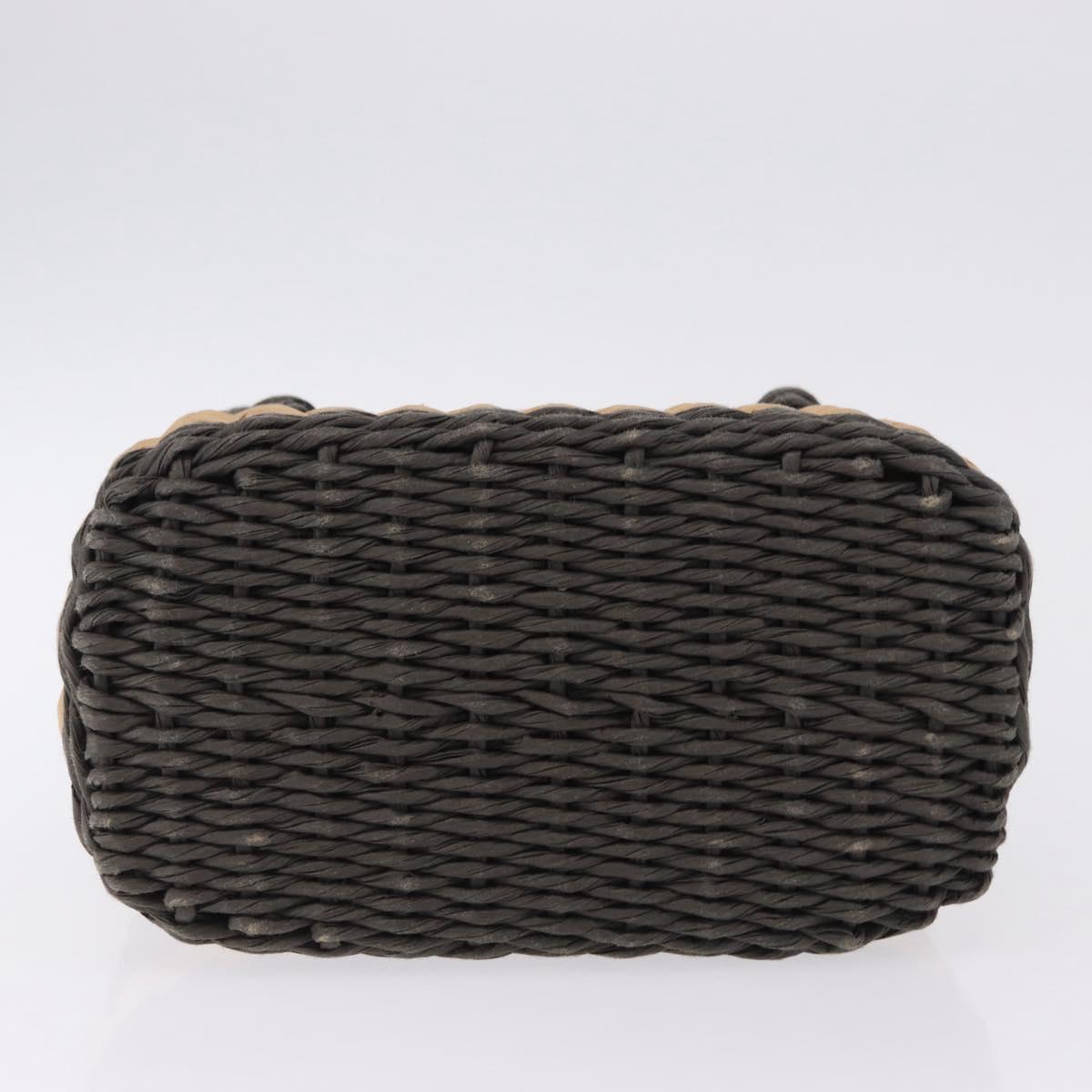CHANEL Hand Bag Straw Gray Silver CC Auth 195504SM