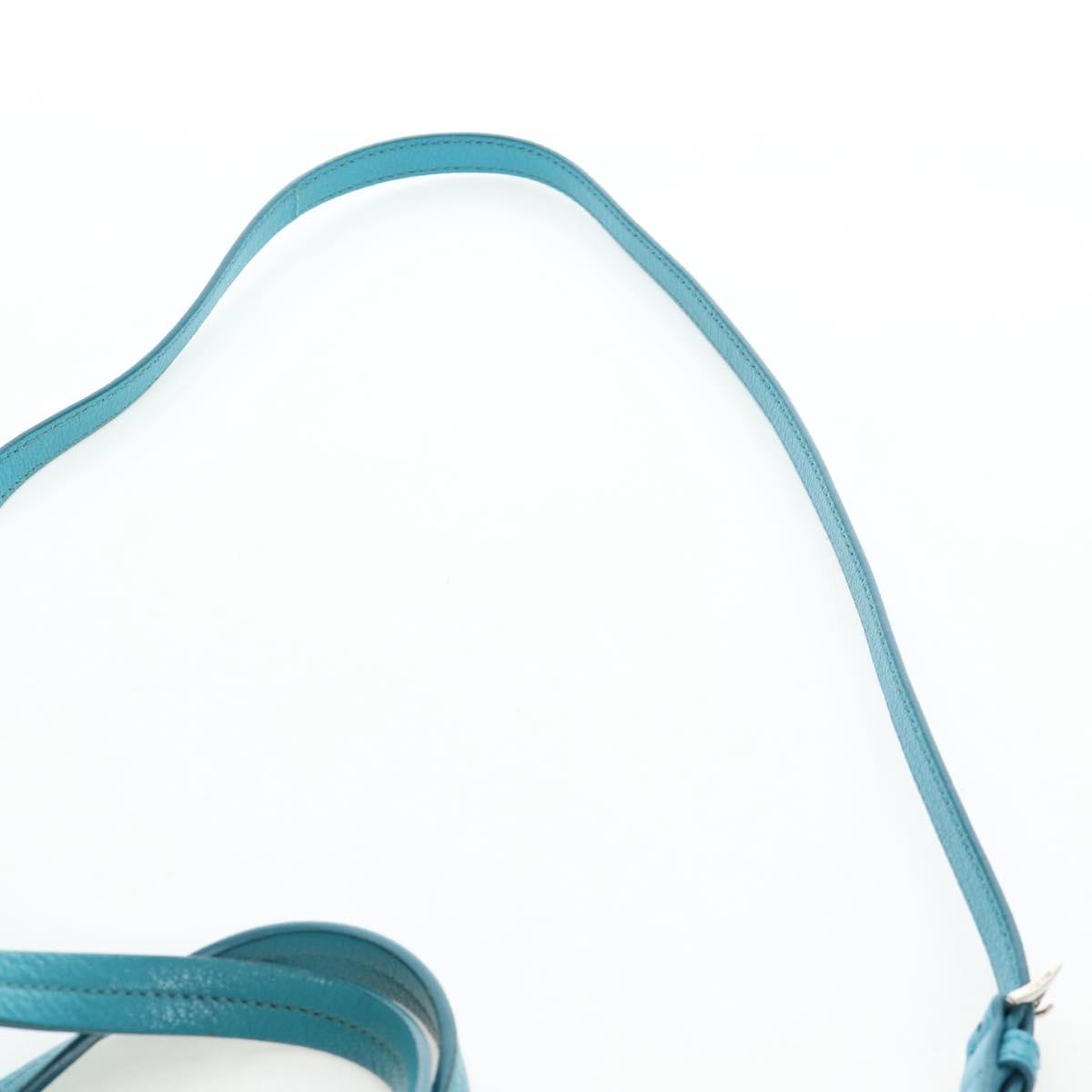 Miu Miu Tote Bag Leather 2way Blue Silver Auth 195506A
