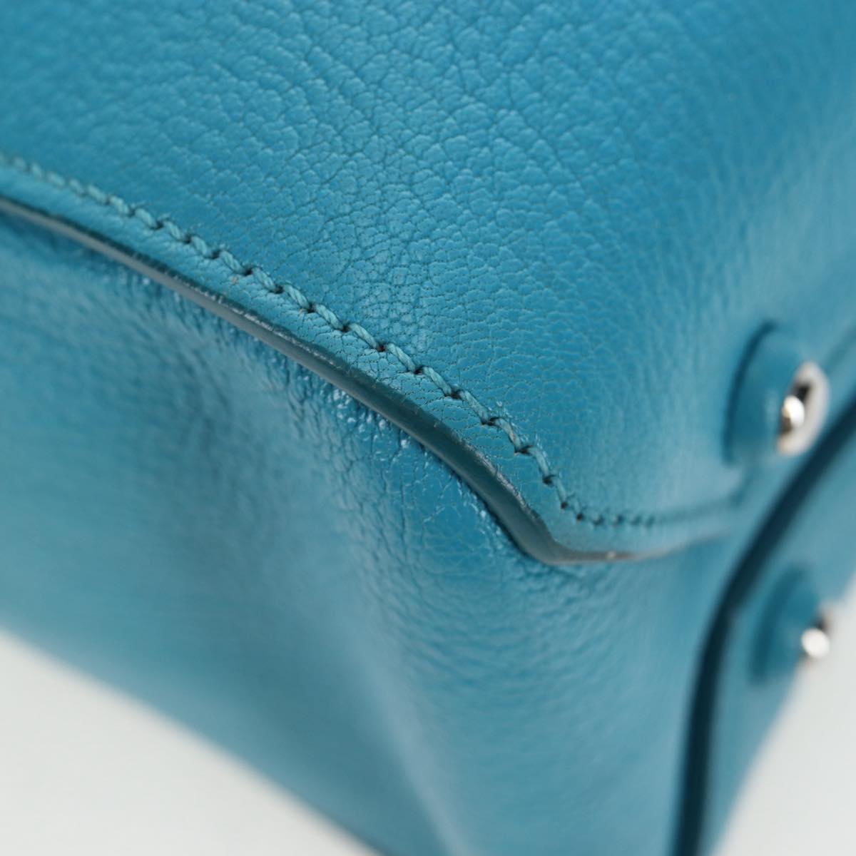Miu Miu Tote Bag Leather 2way Blue Silver Auth 195506A