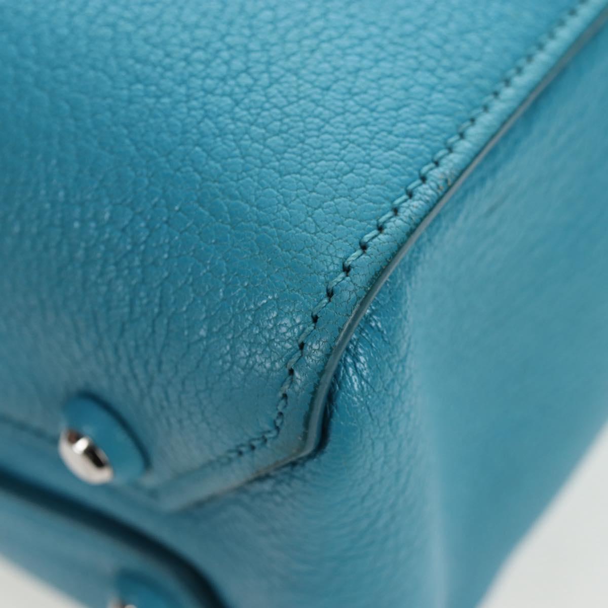 Miu Miu Tote Bag Leather 2way Blue Silver Auth 195506A