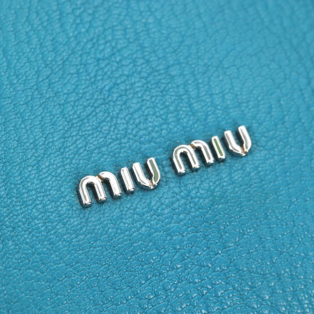 Miu Miu Tote Bag Leather 2way Blue Silver Auth 195506A