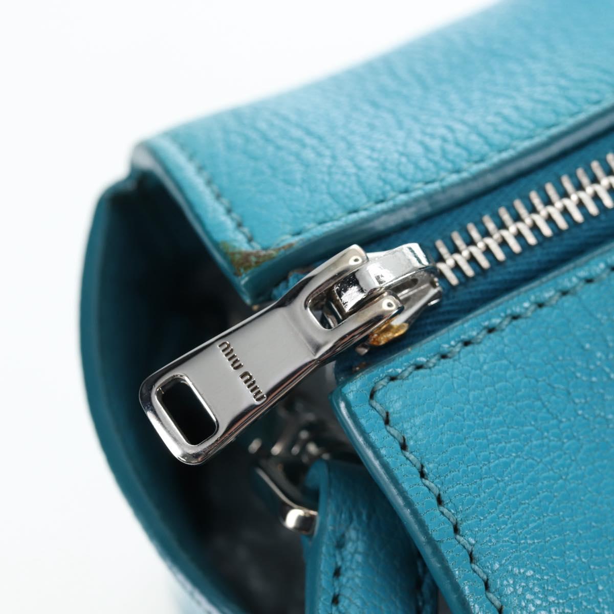 Miu Miu Tote Bag Leather 2way Blue Silver Auth 195506A