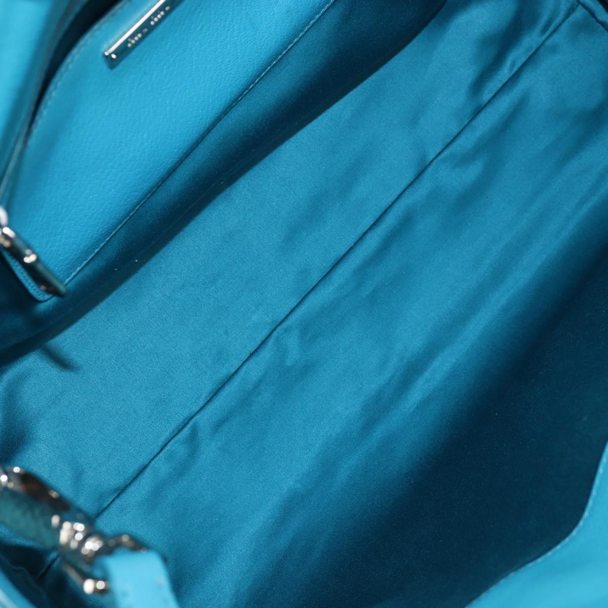 Miu Miu Tote Bag Leather 2way Blue Silver Auth 195506A