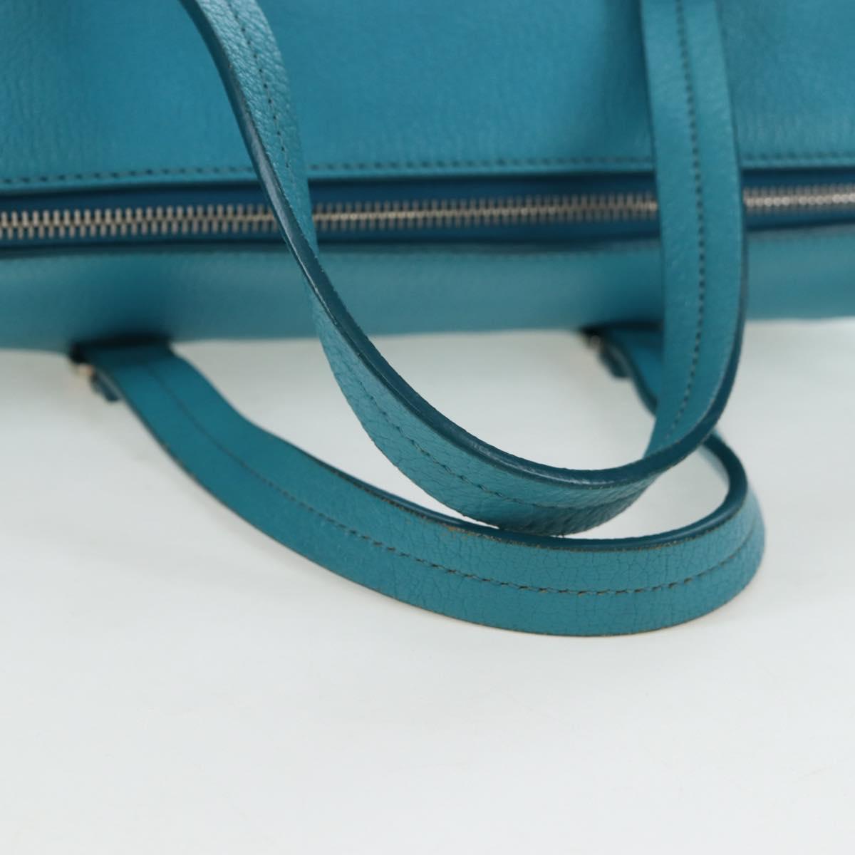 Miu Miu Tote Bag Leather 2way Blue Silver Auth 195506A