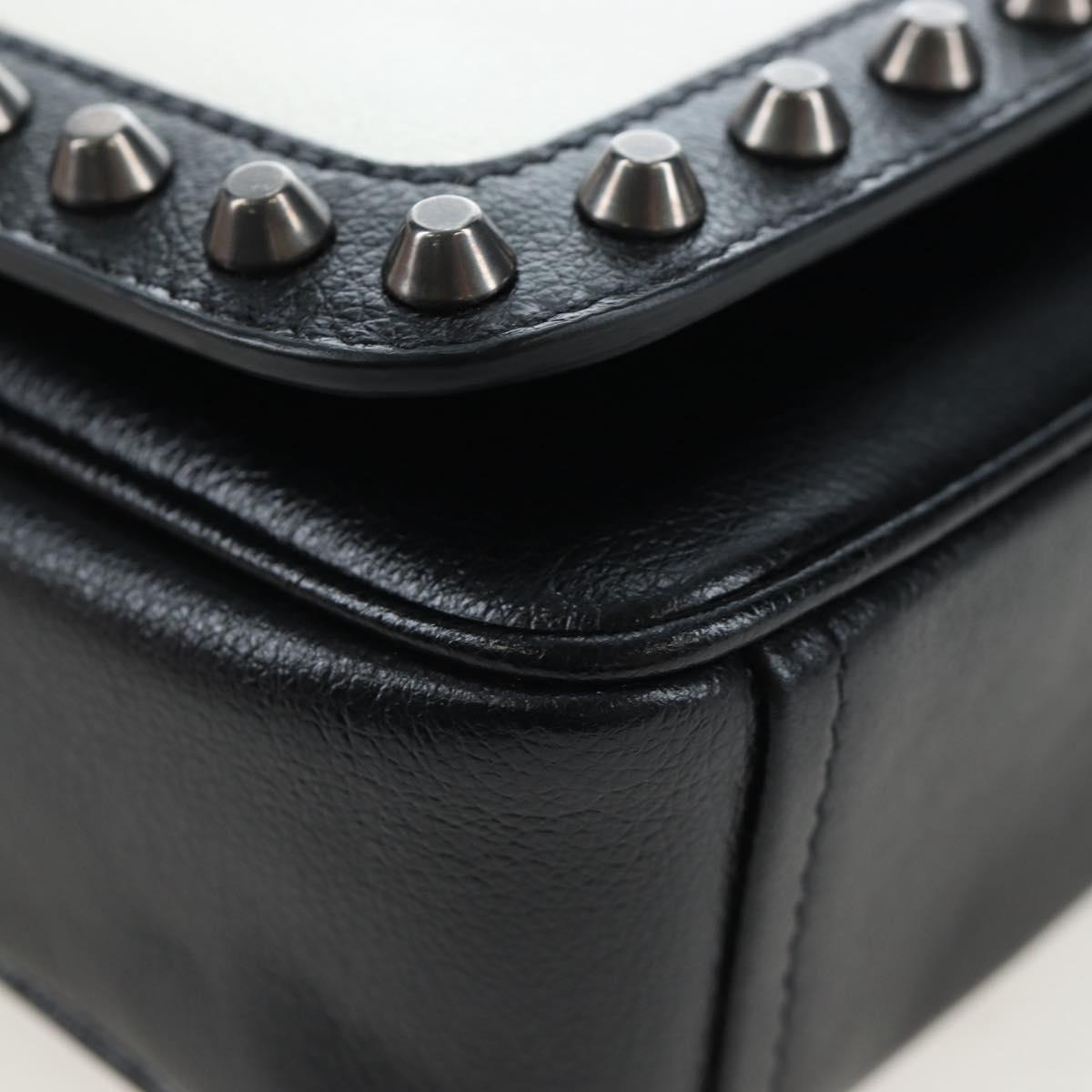 PRADA Chain Shoulder Bag Leather White Silver Auth 195508V