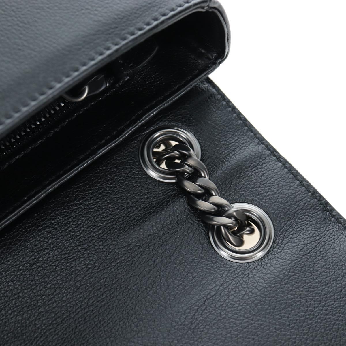 PRADA Chain Shoulder Bag Leather White Silver Auth 195508V