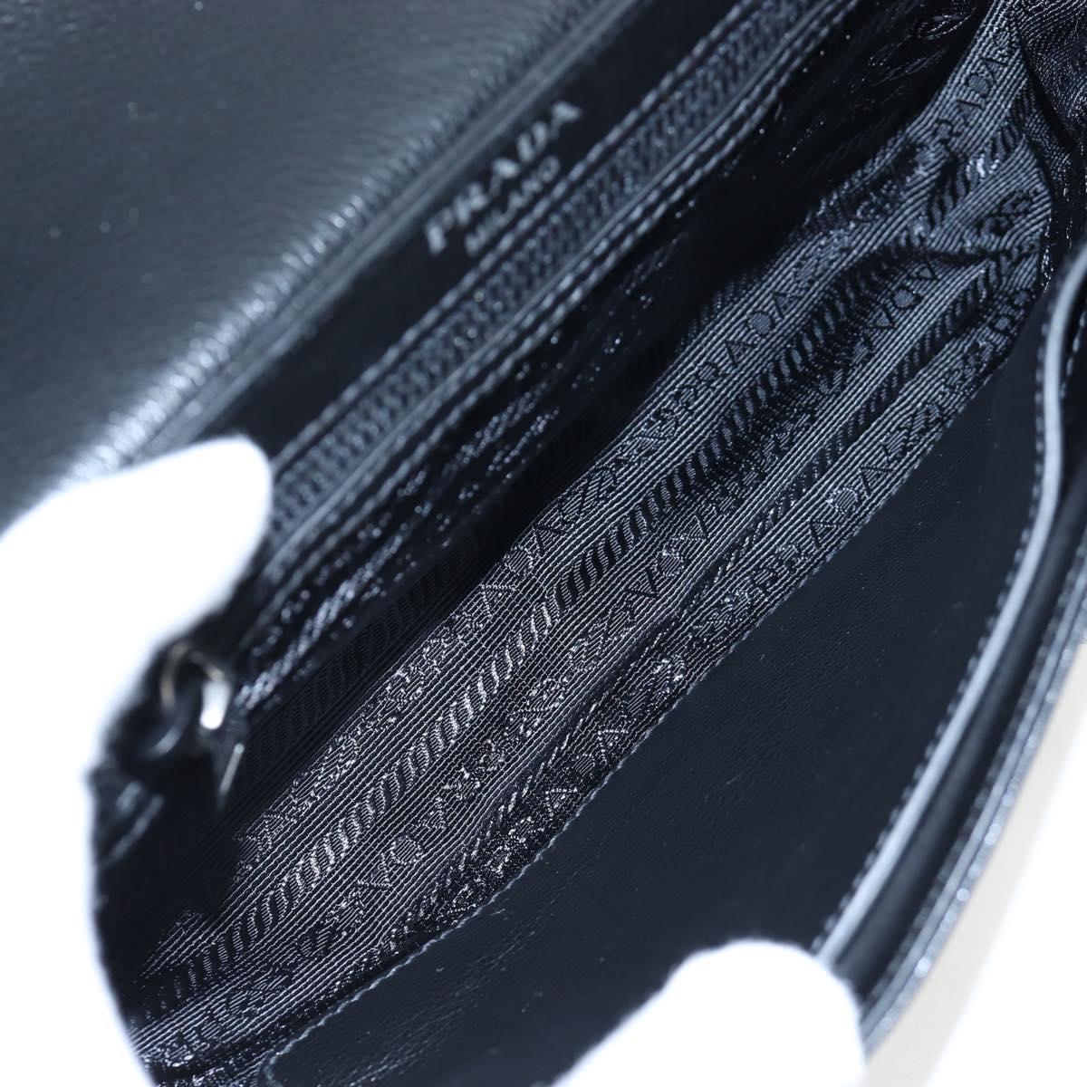 PRADA Chain Shoulder Bag Leather White Silver Auth 195508V