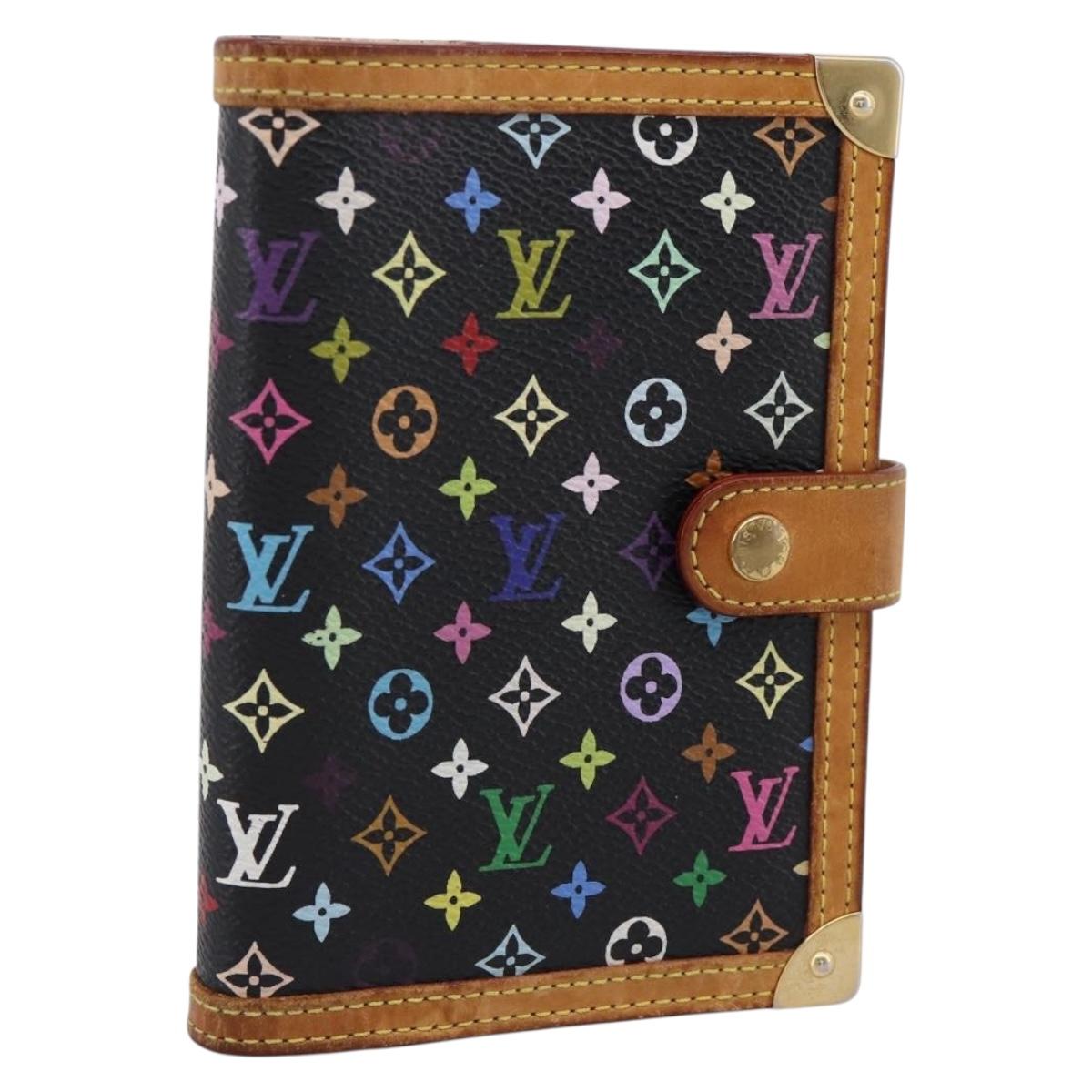 LOUIS VUITTON Multicolor Agenda PM Day Planner Cover Black R20895 LV Auth 195509