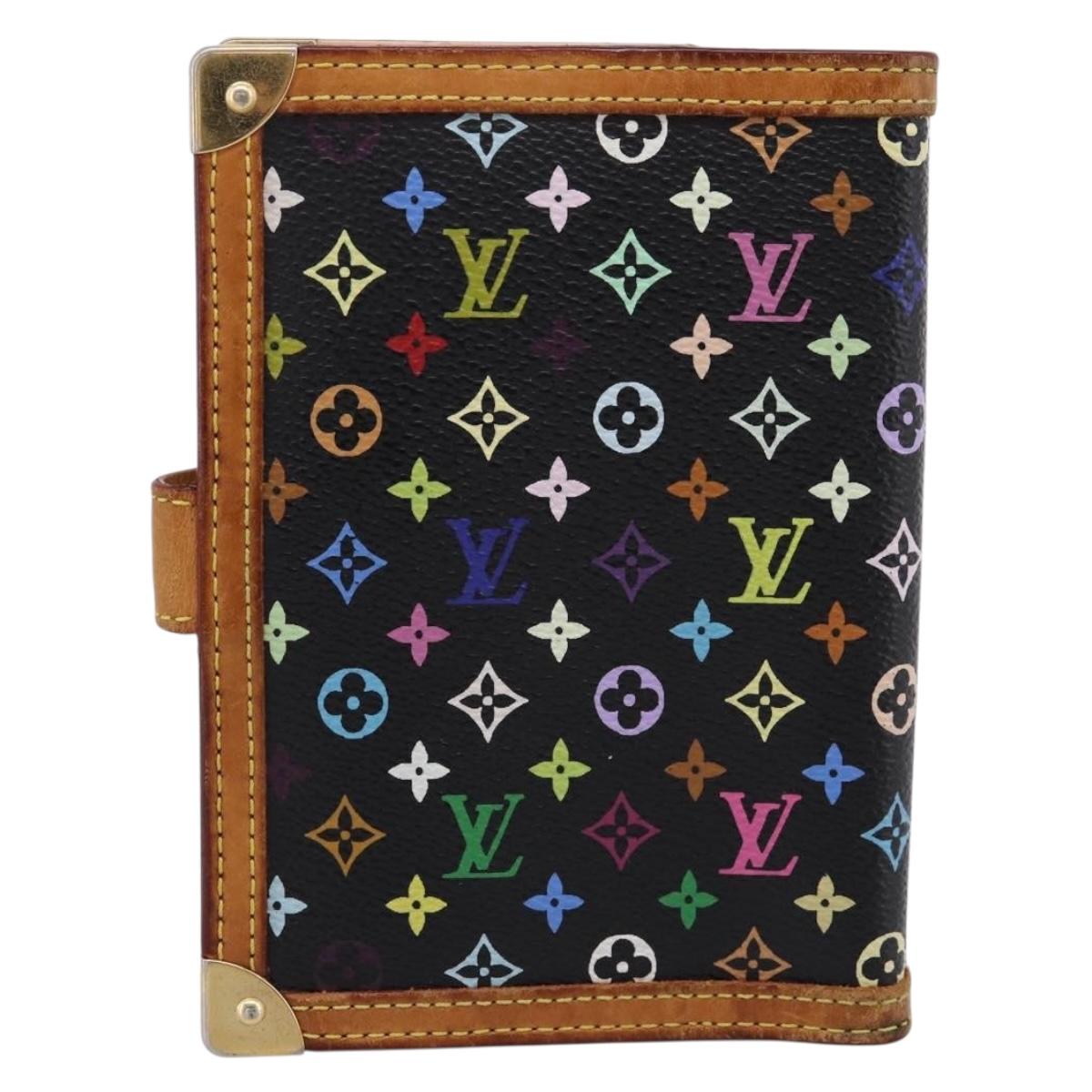 LOUIS VUITTON Multicolor Agenda PM Day Planner Cover Black R20895 LV Auth 195509
