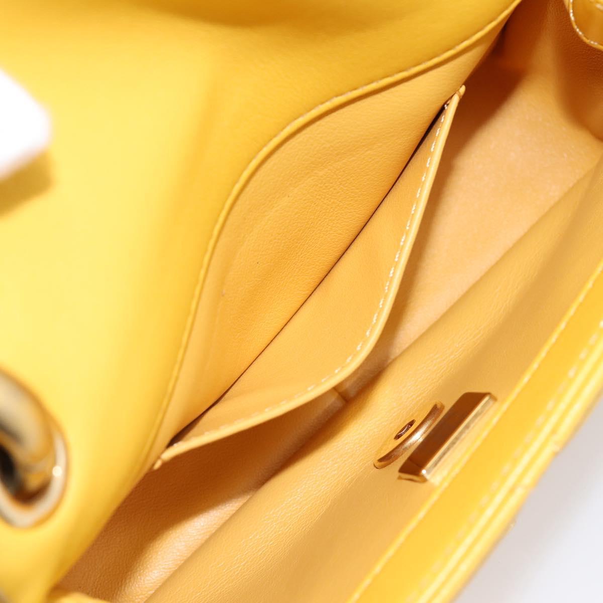 CHANEL Mini Matelasse 17 Chain Bag Lamb Skin Yellow Gold CC Auth 195513SAM