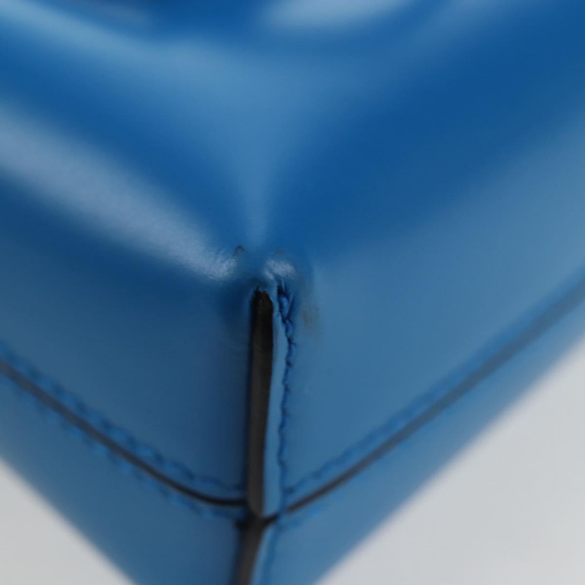 Salvatore Ferragamo Gancini Hand Pouch Leather Blue Silver Auth 195518M