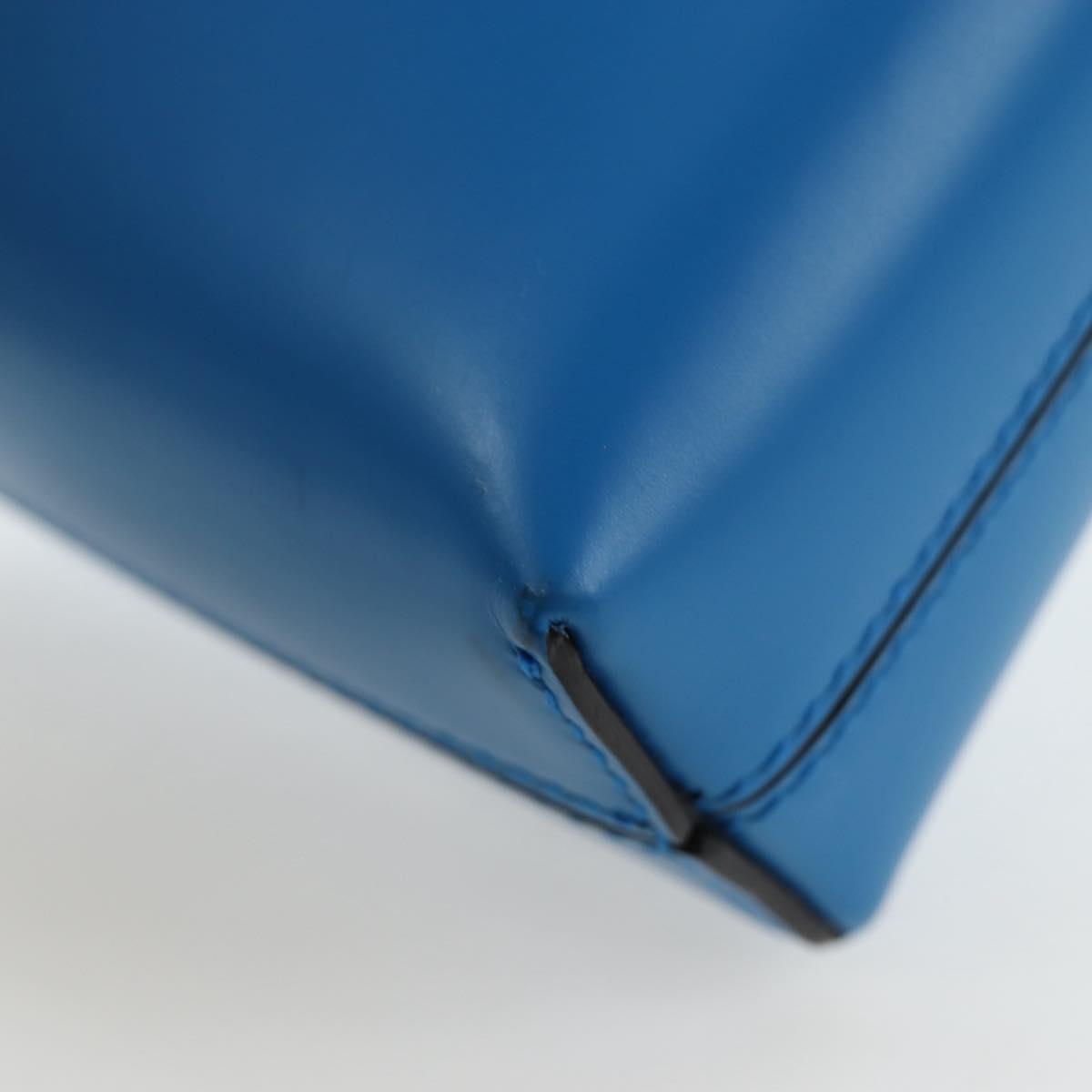 Salvatore Ferragamo Gancini Hand Pouch Leather Blue Silver Auth 195518M