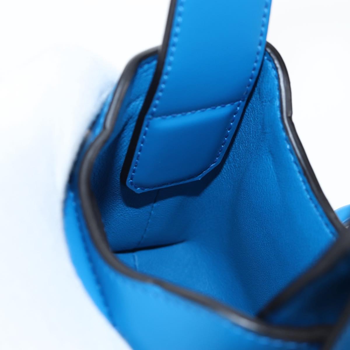 Salvatore Ferragamo Gancini Hand Pouch Leather Blue Silver Auth 195518M
