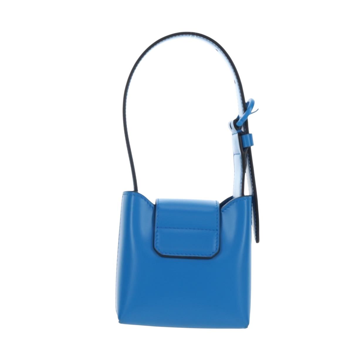 Salvatore Ferragamo Gancini Hand Pouch Leather Blue Silver Auth 195518M