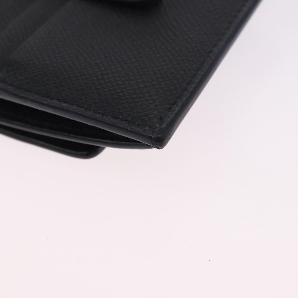 Salvatore Ferragamo Gancini Chain Card Case Leather Black Gold Auth 195519M