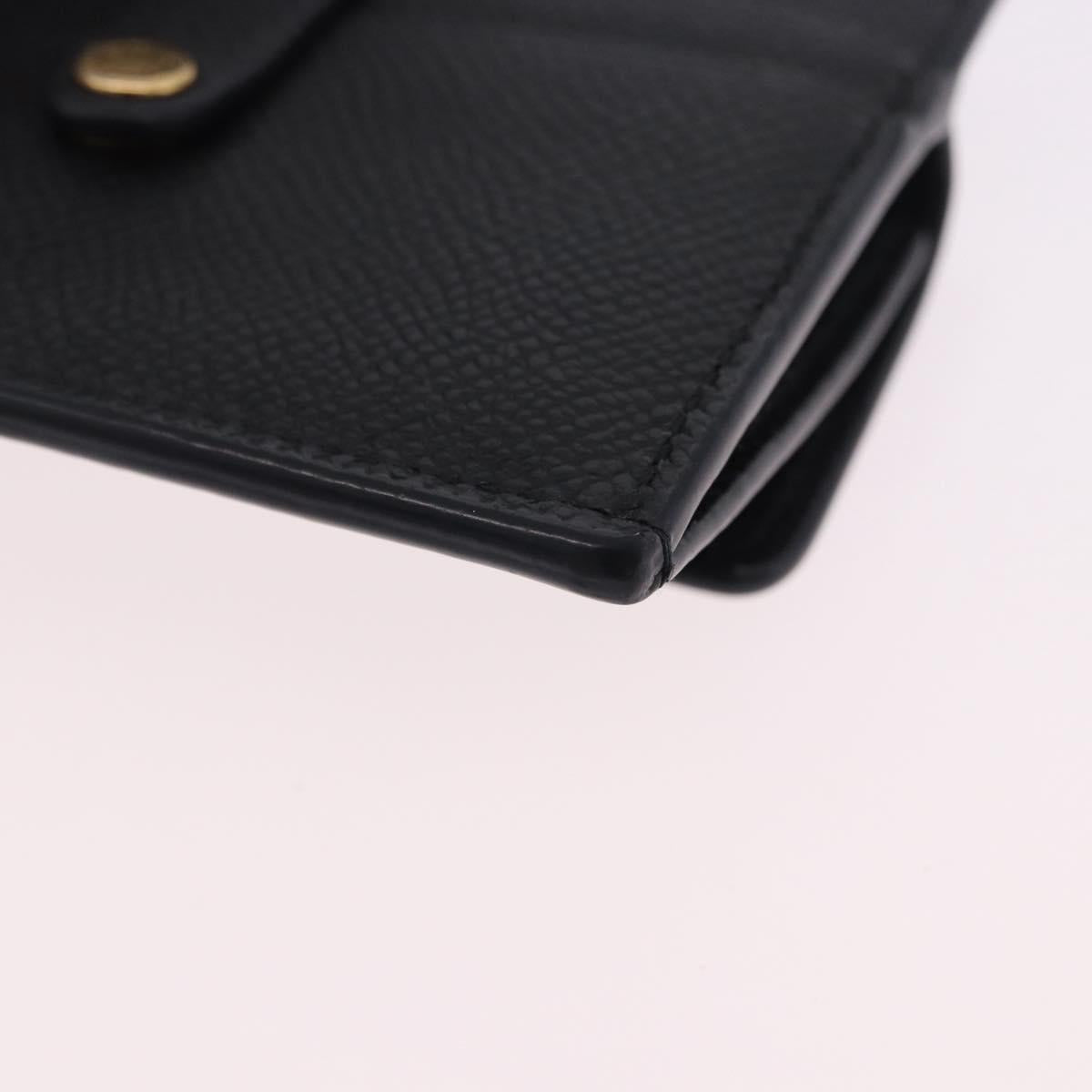 Salvatore Ferragamo Gancini Chain Card Case Leather Black Gold Auth 195519M